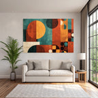 Abstraktes Design Geometrische Formen Orange Tuerkis Braun