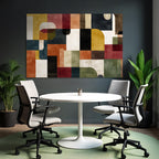 Abstraktes Design Geometrische Formen Rote Gelbe Gruen Schwarze Farben