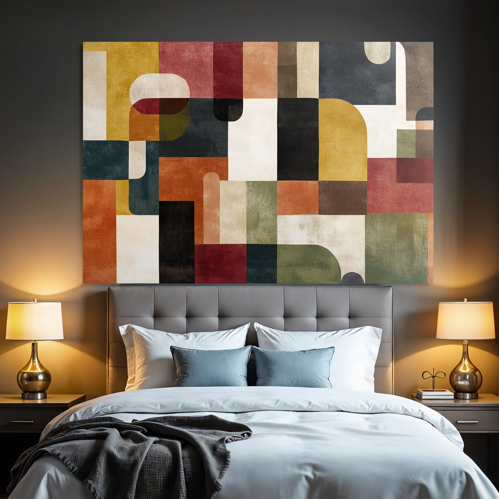 Abstraktes Design Geometrische Formen Rote Gelbe Gruen Schwarze Farben