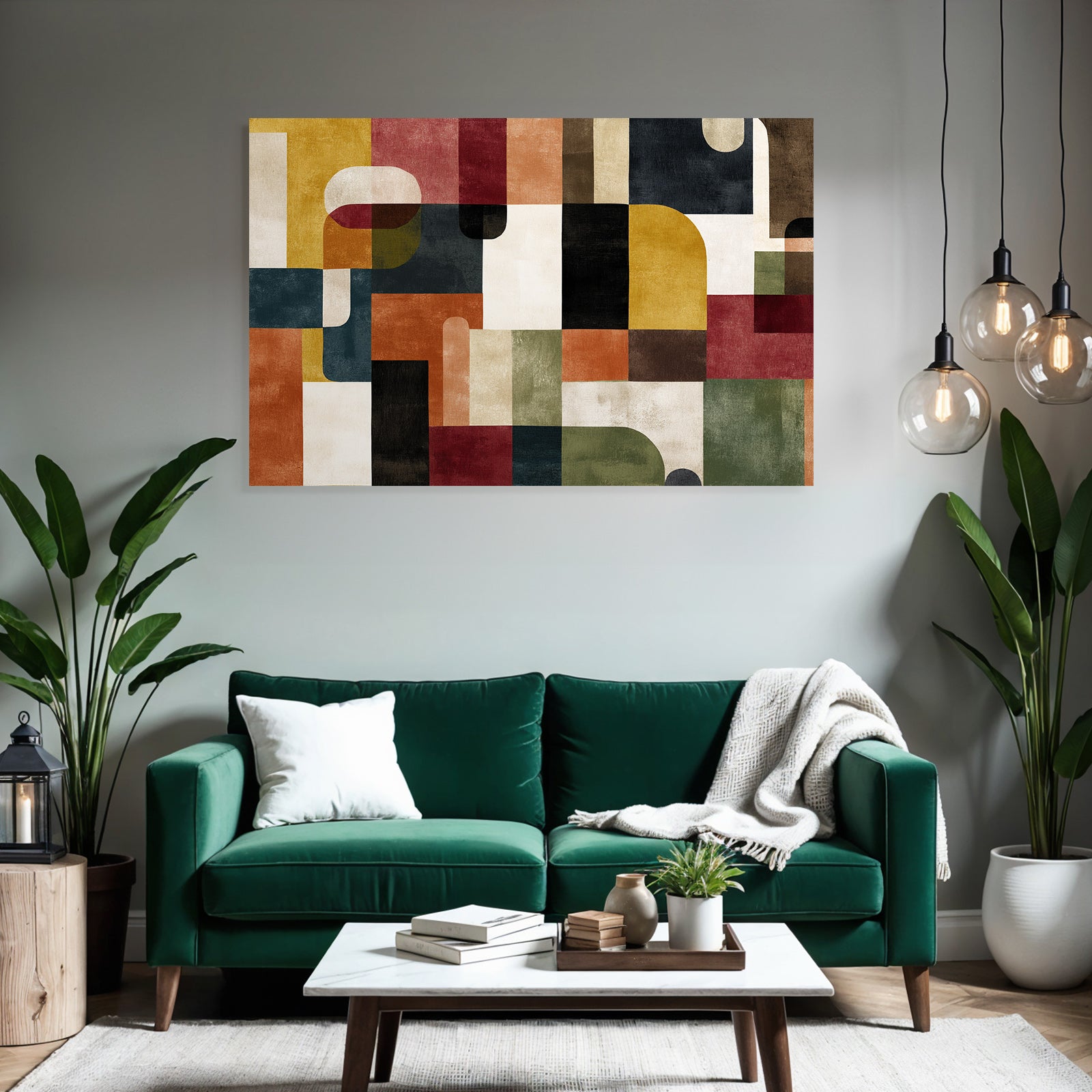 Abstraktes Design Geometrische Formen Rote Gelbe Gruen Schwarze Farben