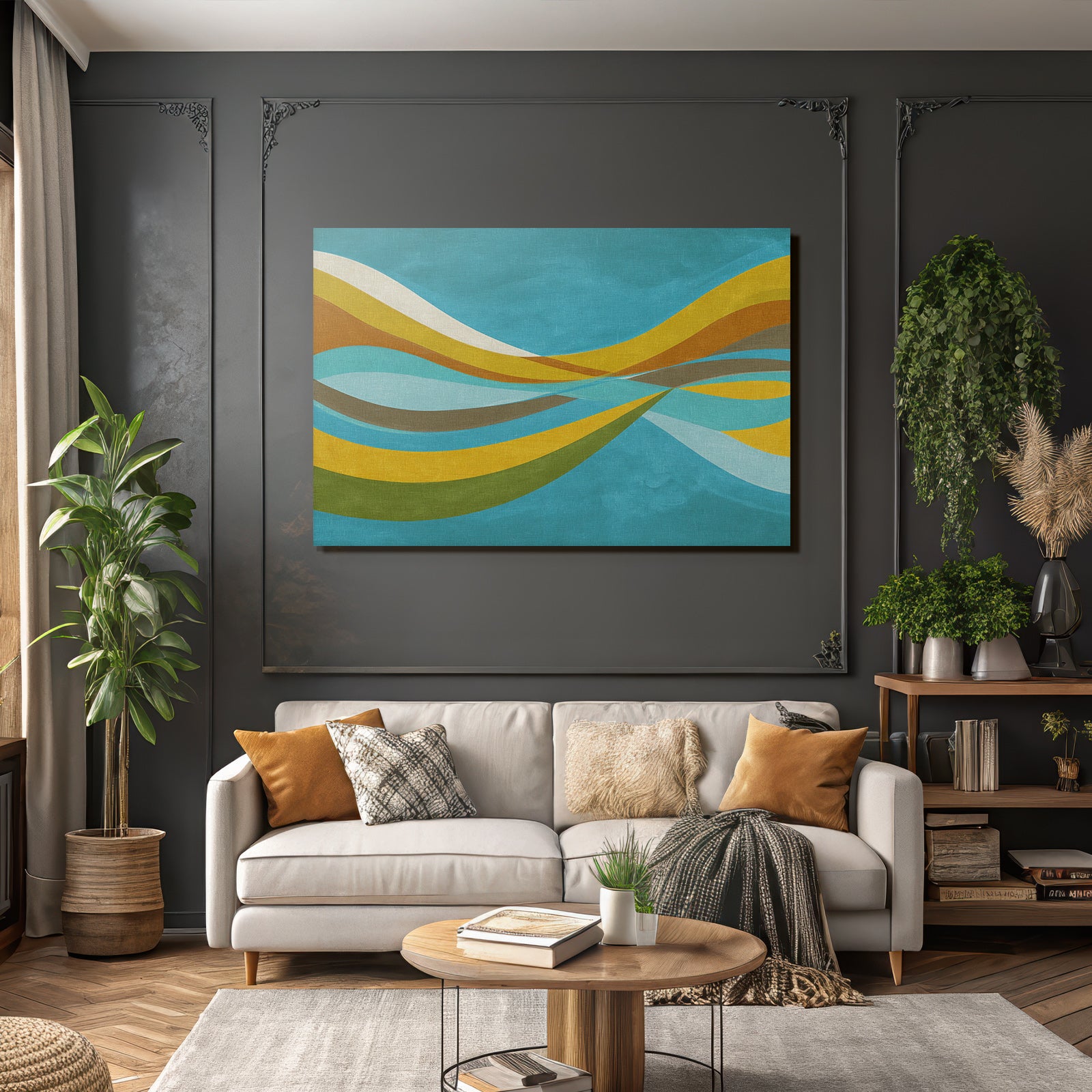 Abstraktes Design Mit Fliessenden Wavy Formen In Verschiedenen Farben Hintergrund