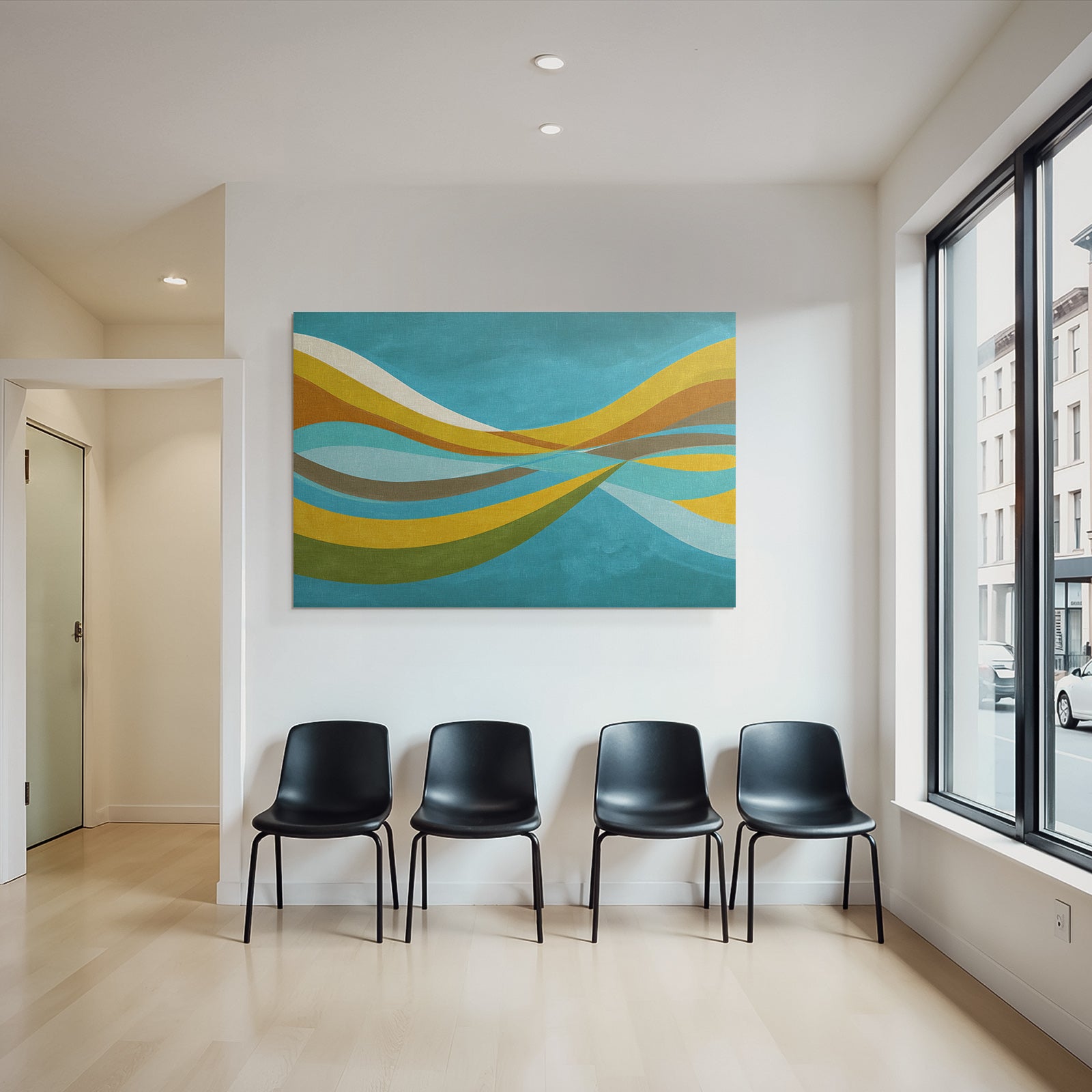 Abstraktes Design Mit Fliessenden Wavy Formen In Verschiedenen Farben Hintergrund