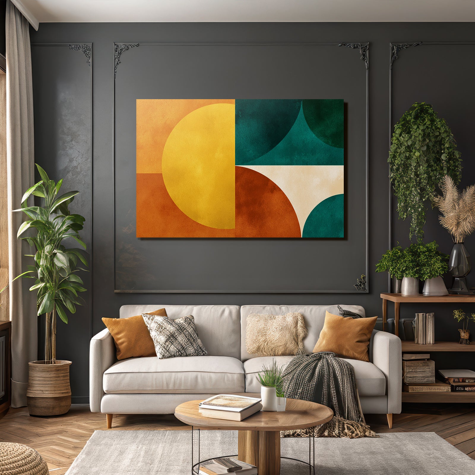 Abstraktes Design Mit Geometrischen Formen Und Texturierter Hintergrund