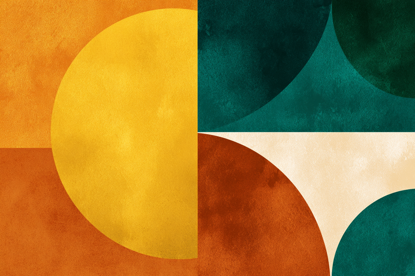 Abstraktes Design Mit Geometrischen Formen Und Texturierter Hintergrund | Mid Century Modern | Einrichtungsstile