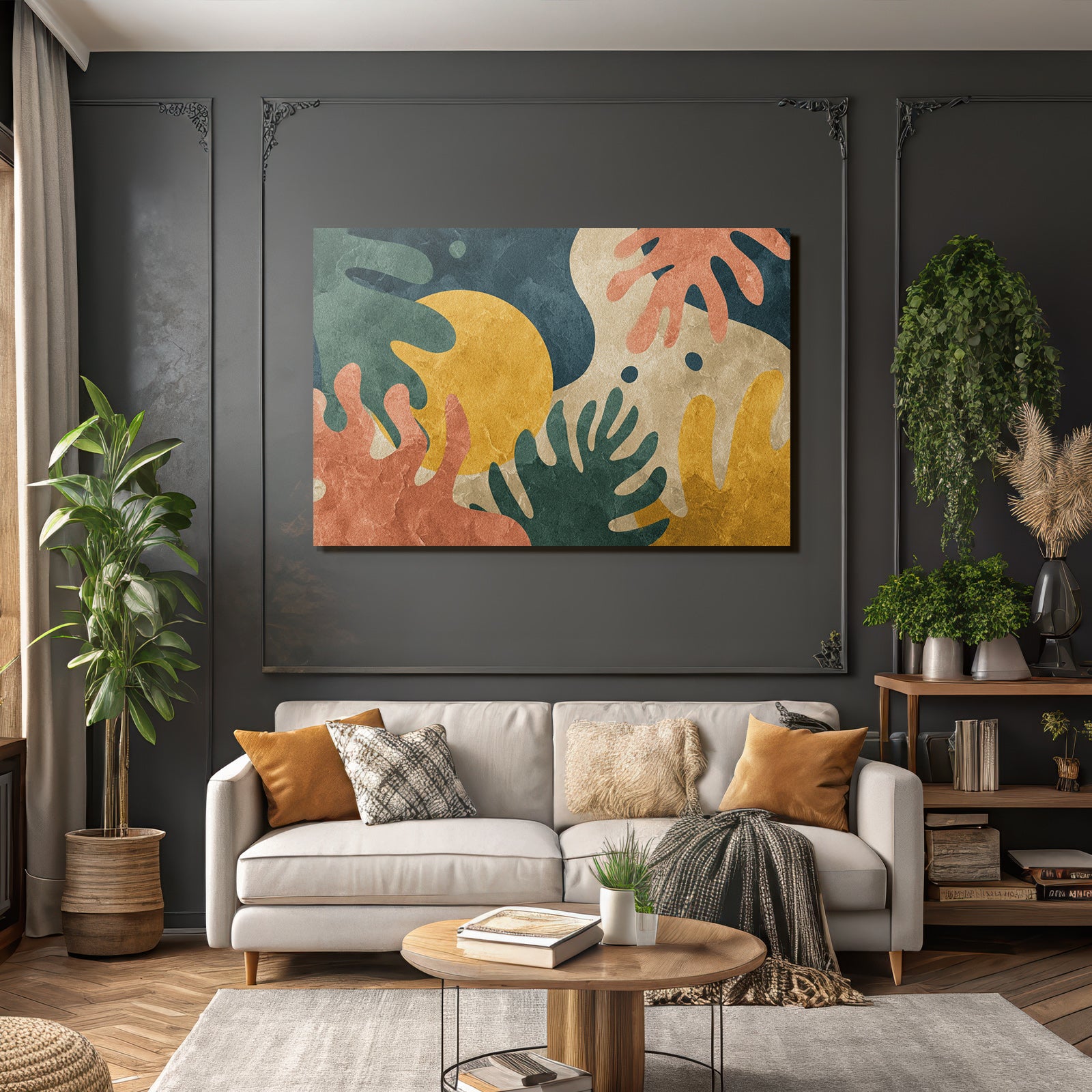 Abstraktes Design Mit Organischen Formen Und Farben