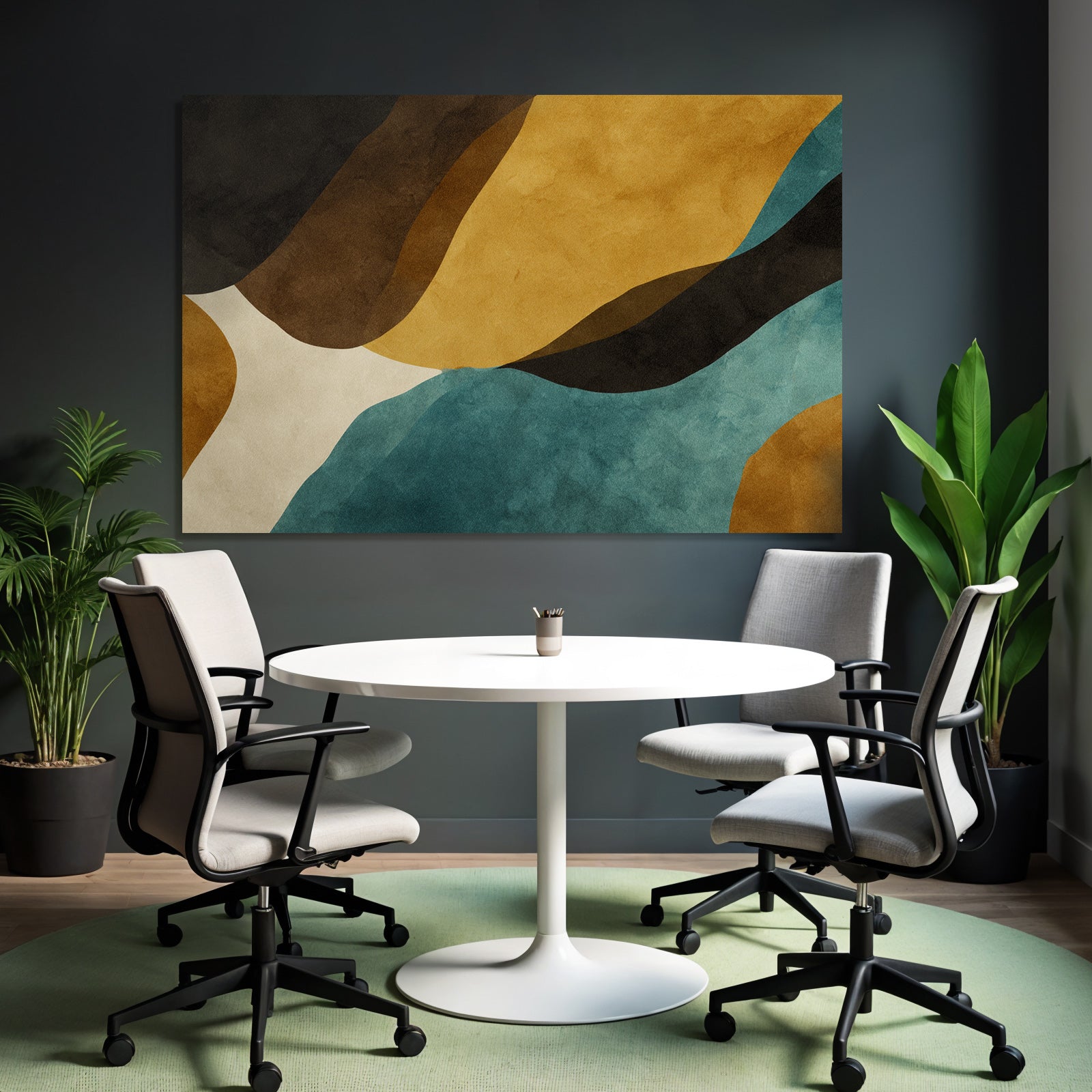 Abstraktes Design Wellenformen In Farben Braun Beige Schwarz Tuerkis
