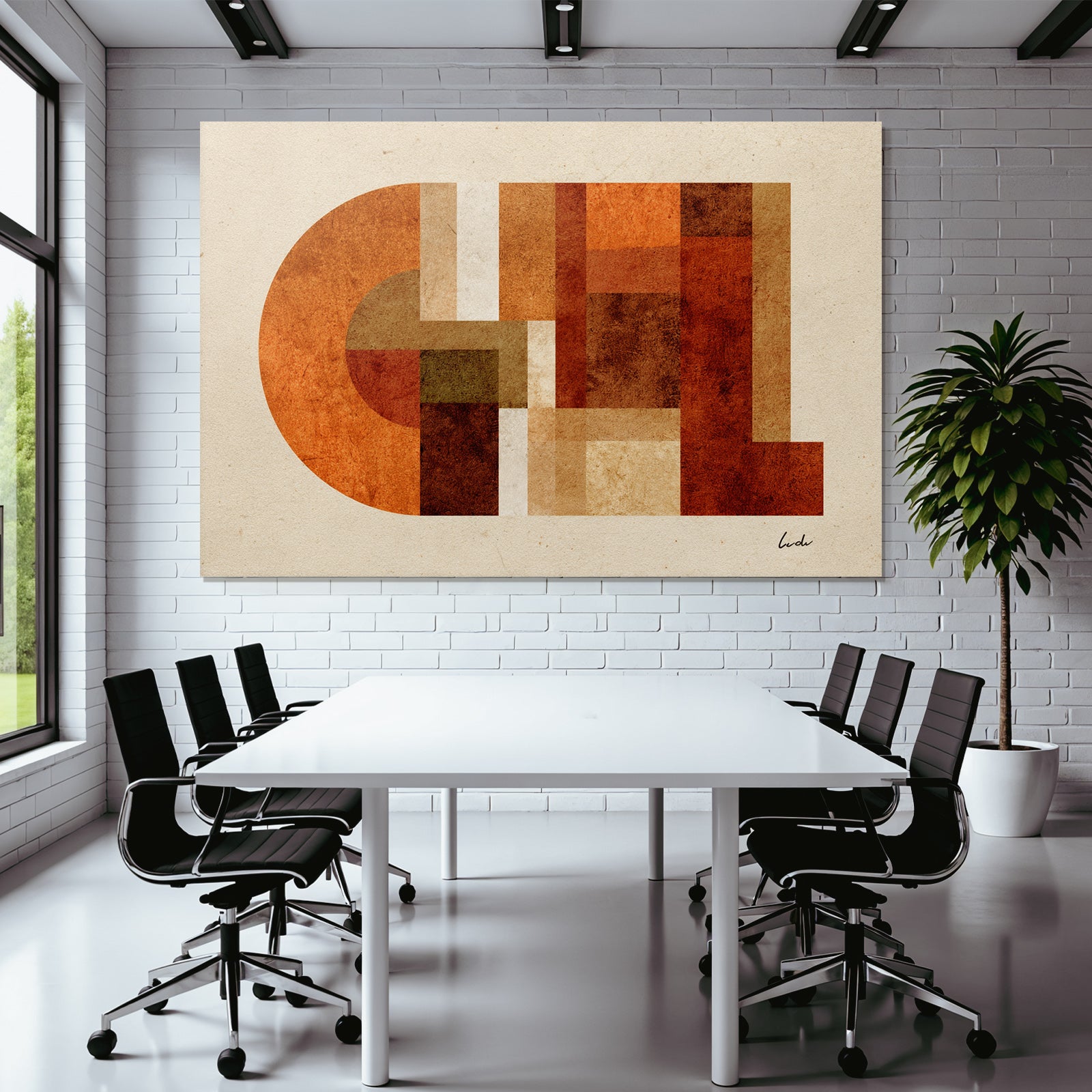Abstraktes Kunstwerk Geometrische Formen Warme Farben