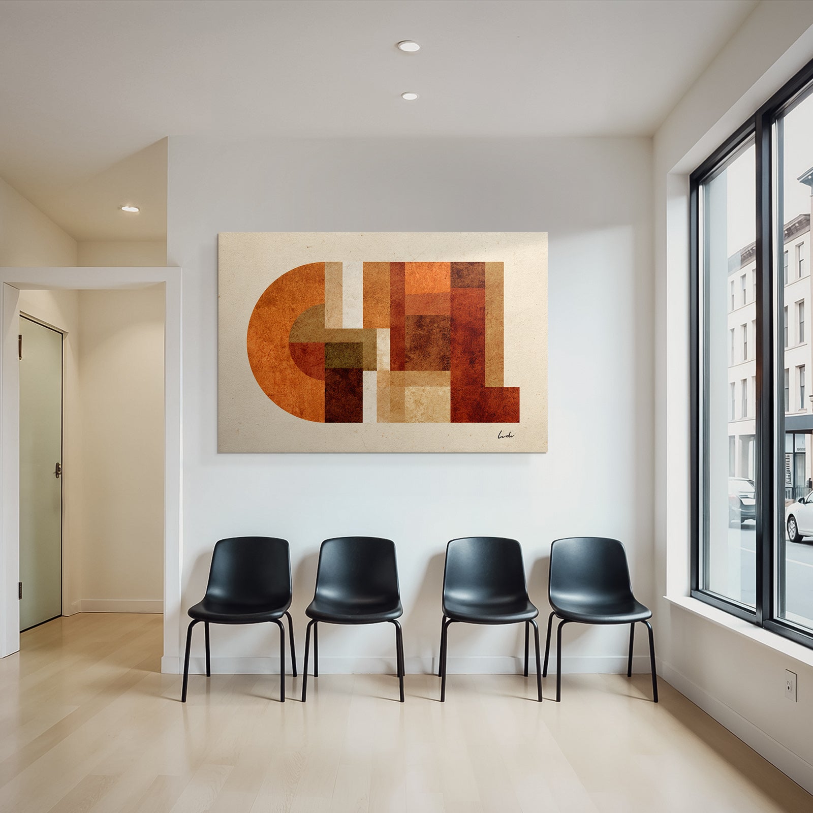Abstraktes Kunstwerk Geometrische Formen Warme Farben