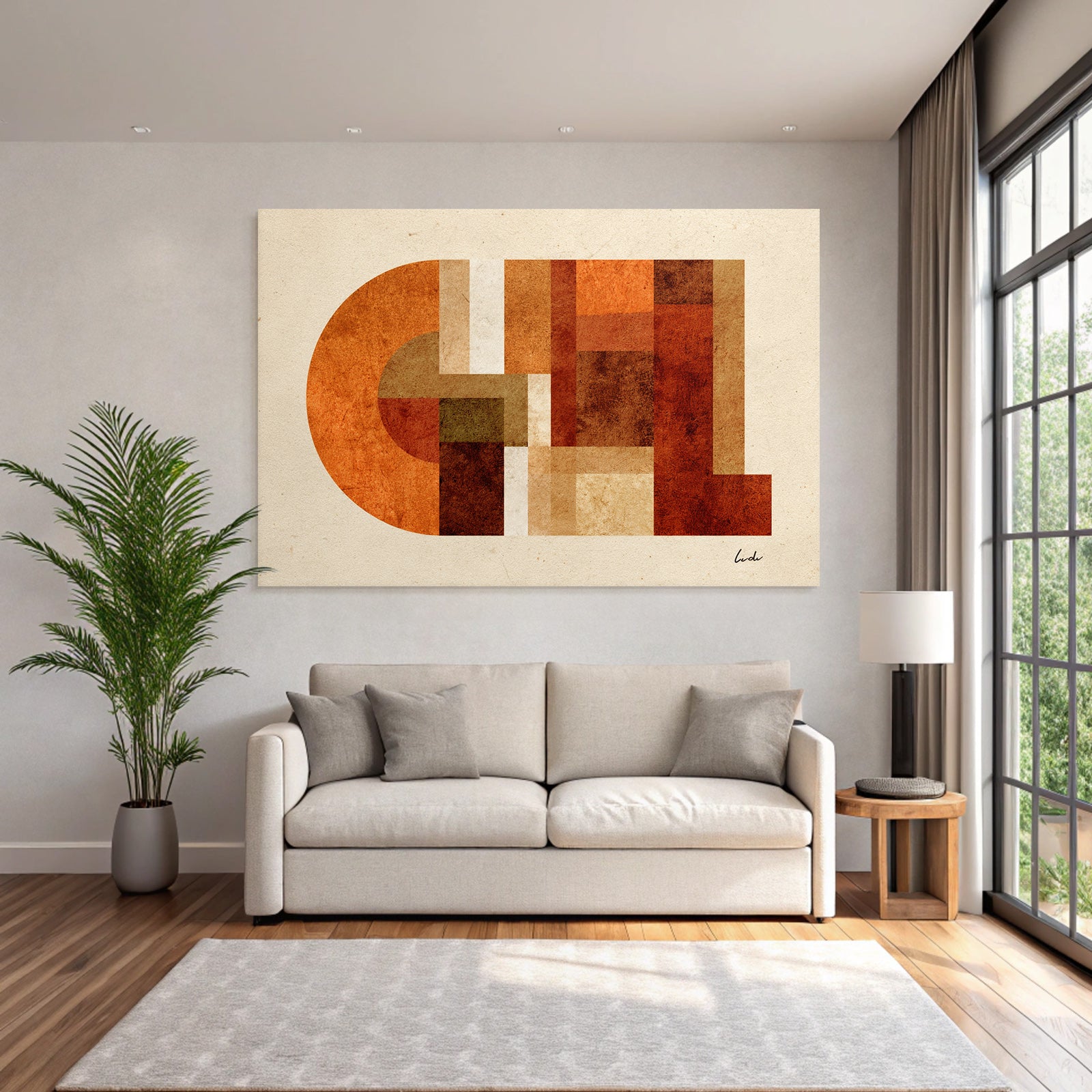 Abstraktes Kunstwerk Geometrische Formen Warme Farben