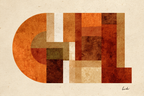Abstraktes Kunstwerk Geometrische Formen Warme Farben | Mid Century Modern | Einrichtungsstile