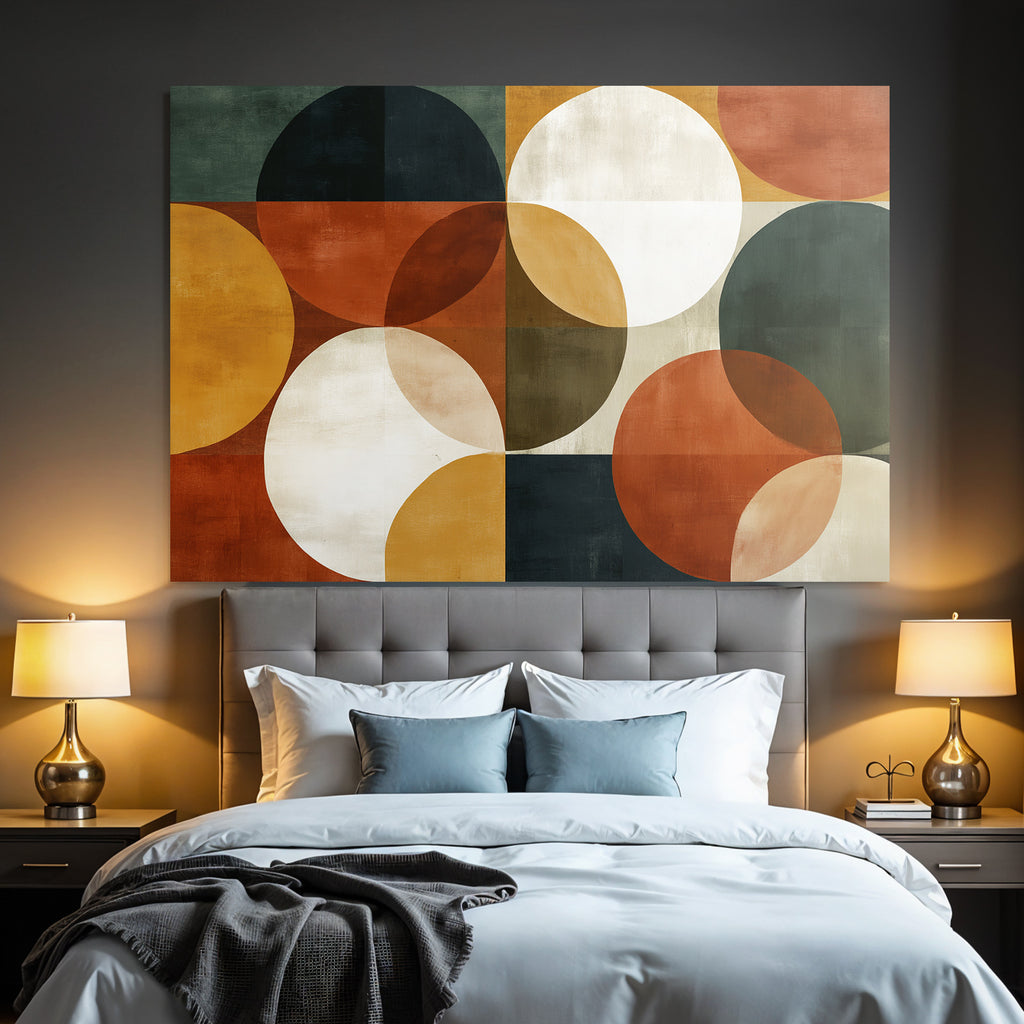 Abstraktes Kunstwerk Geometrisches Muster Ueberlappende Kreise Farben Erdige Toene