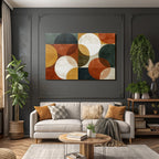 Abstraktes Kunstwerk Geometrisches Muster Ueberlappende Kreise Farben Erdige Toene