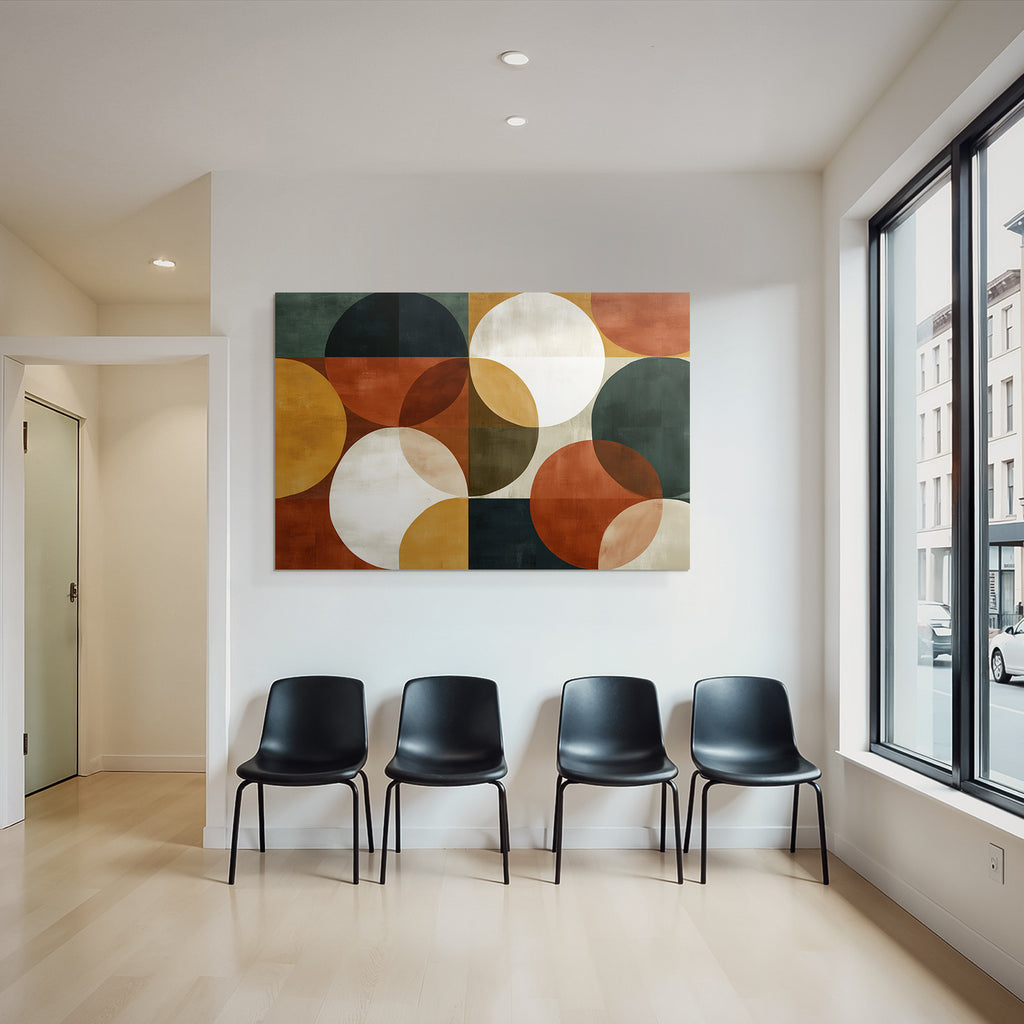Abstraktes Kunstwerk Geometrisches Muster Ueberlappende Kreise Farben Erdige Toene