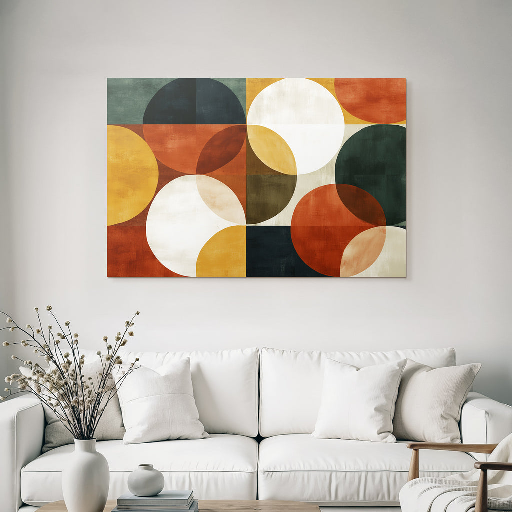 Abstraktes Kunstwerk Geometrisches Muster Ueberlappende Kreise Farben Erdige Toene