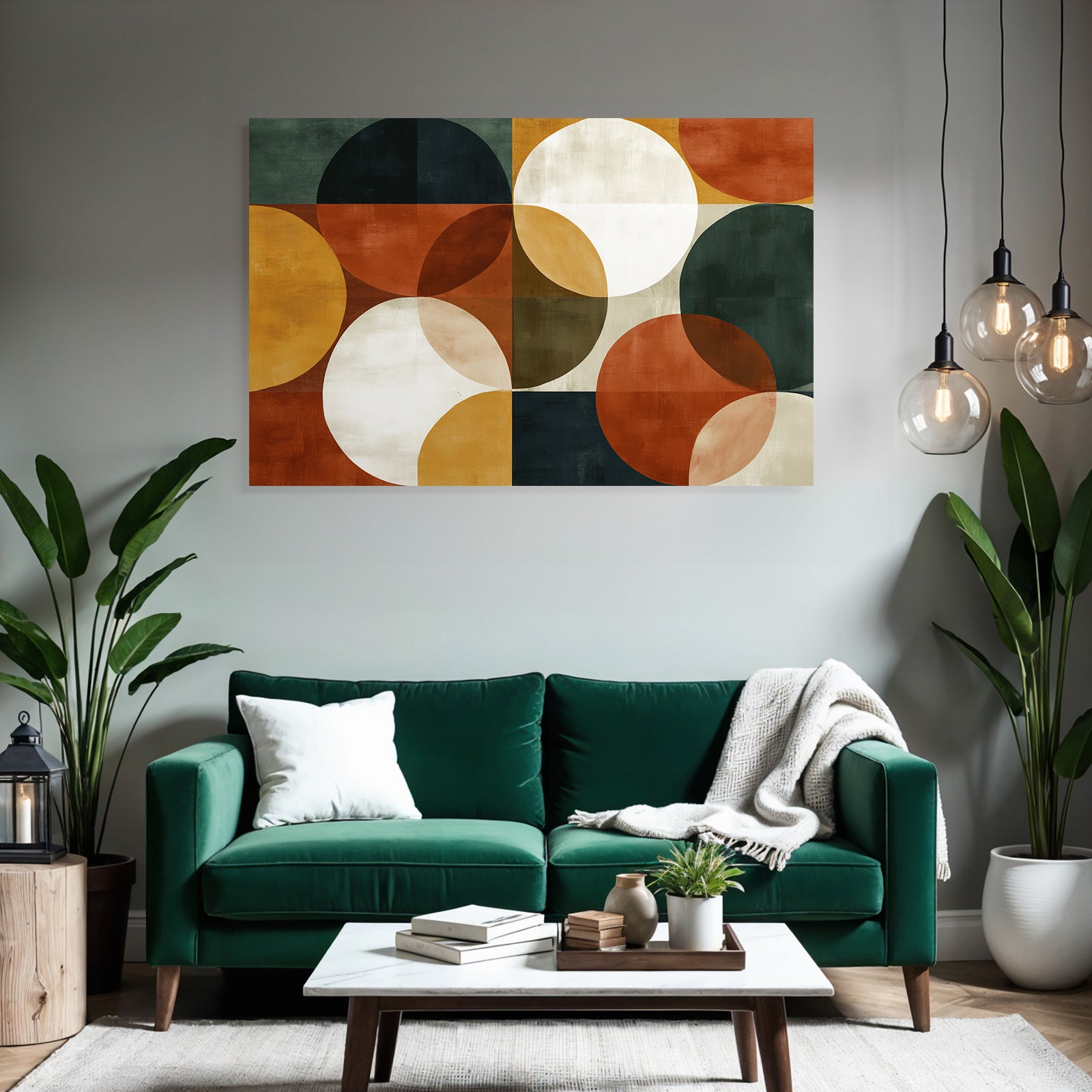 Abstraktes Kunstwerk Geometrisches Muster Ueberlappende Kreise Farben Erdige Toene