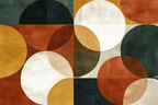 Abstraktes Kunstwerk Geometrisches Muster Ueberlappende Kreise Farben Erdige Toene | Mid Century Modern | Einrichtungsstile