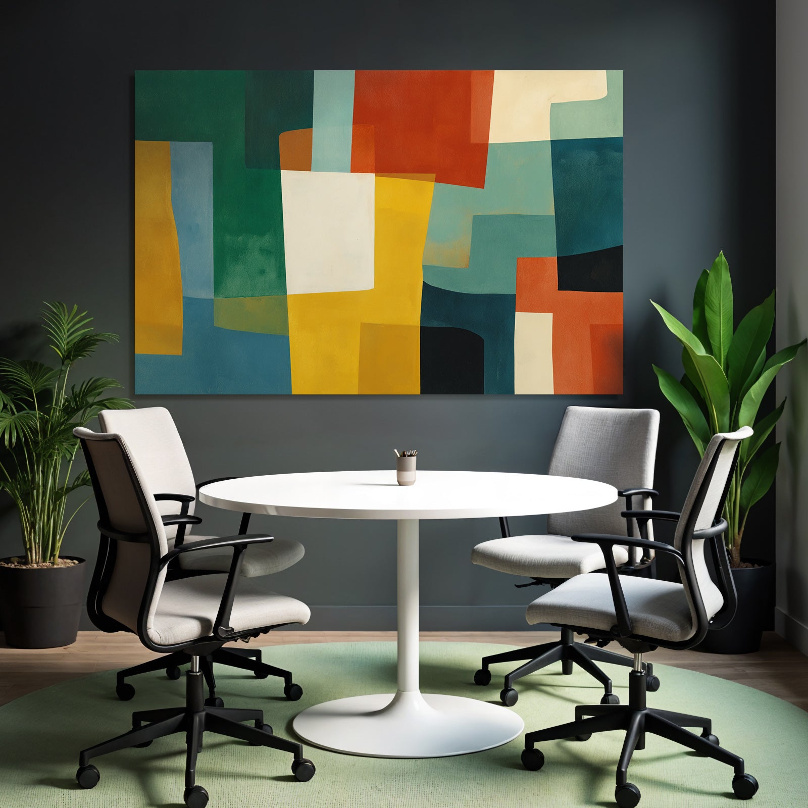 Abstraktes Kunstwerk Mit Geometrischen Formen Und Verschiedenen Farben