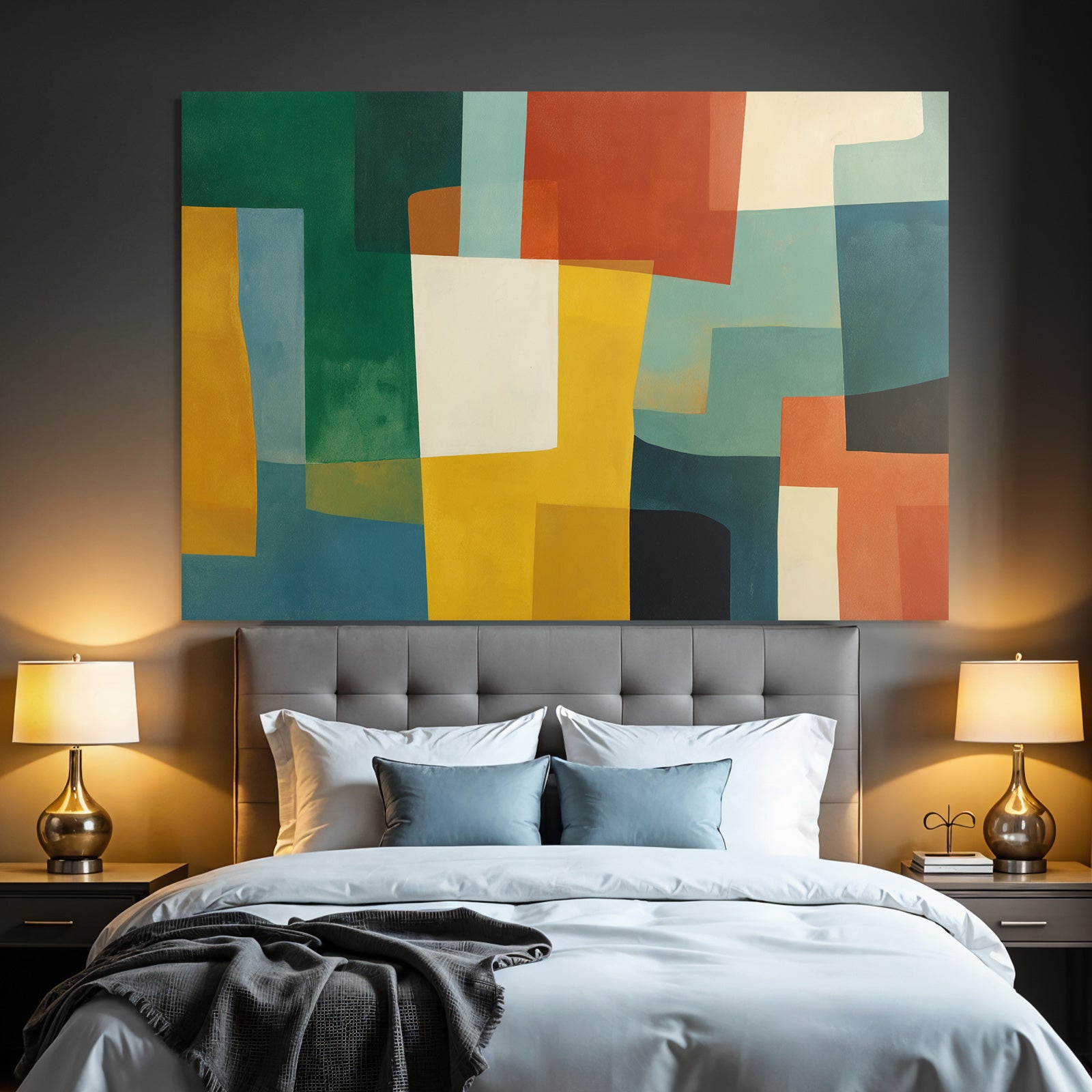 Abstraktes Kunstwerk Mit Geometrischen Formen Und Verschiedenen Farben