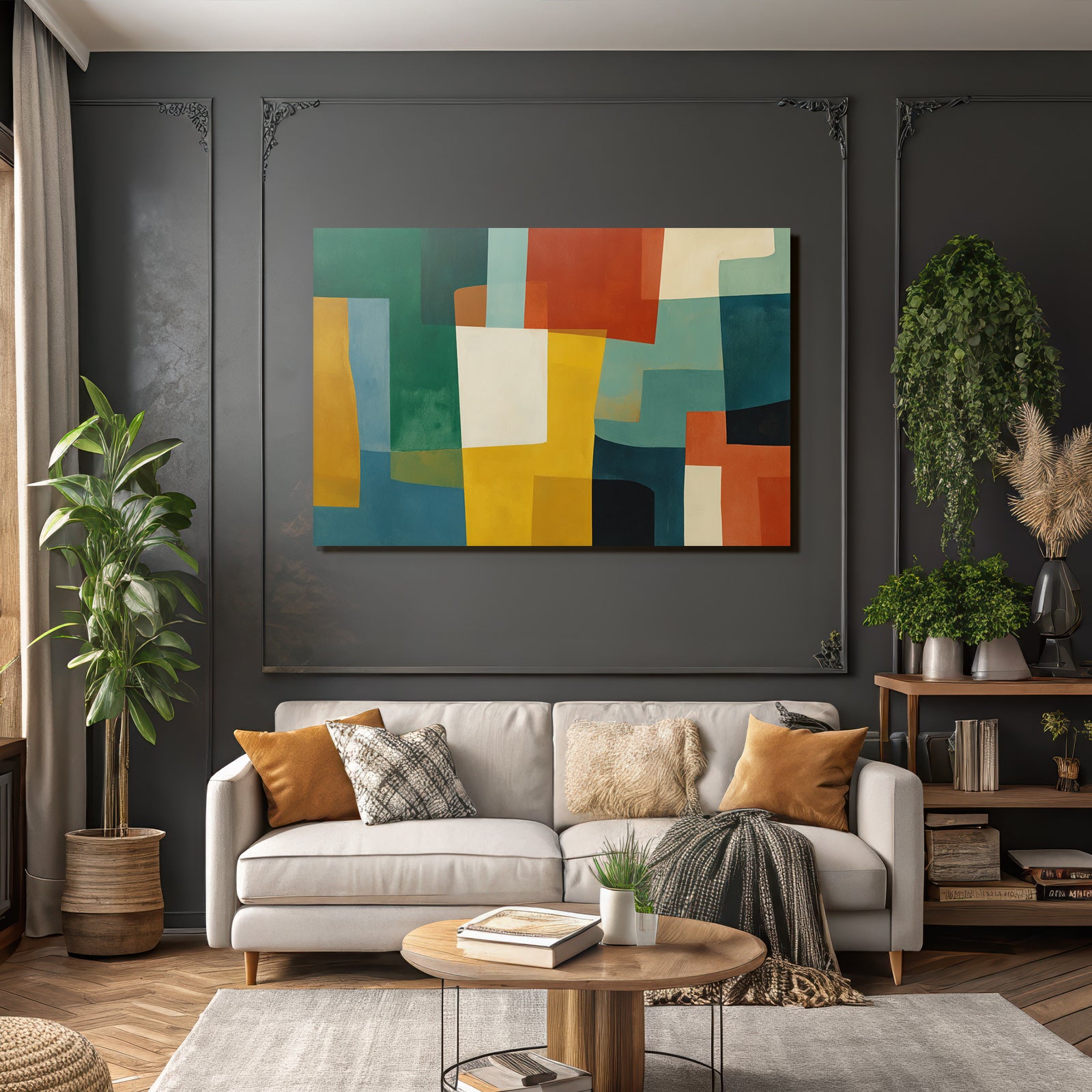 Abstraktes Kunstwerk Mit Geometrischen Formen Und Verschiedenen Farben