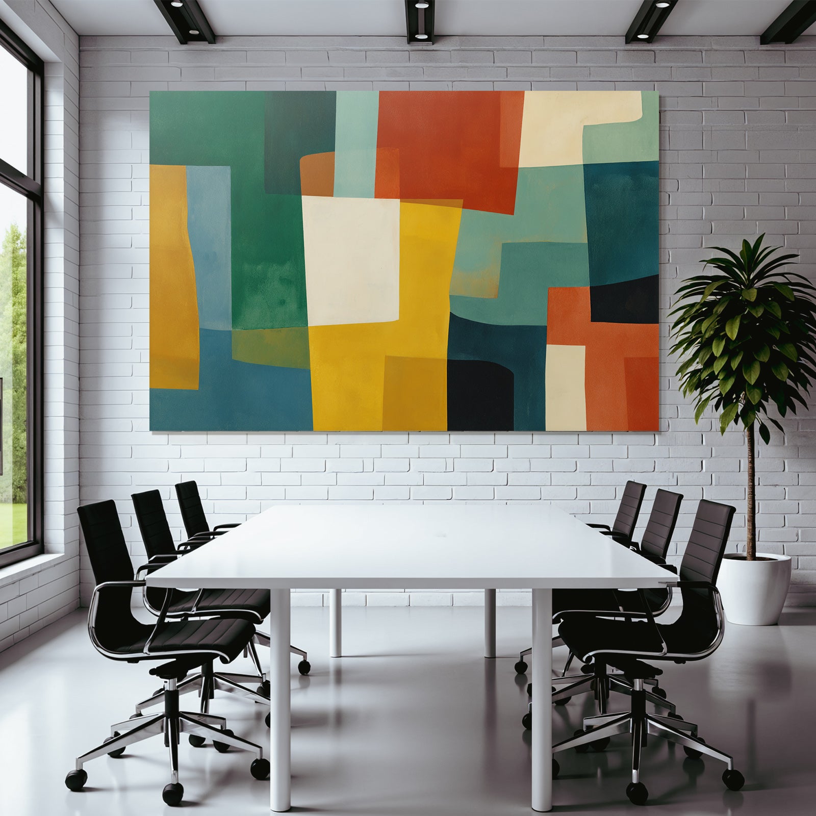 Abstraktes Kunstwerk Mit Geometrischen Formen Und Verschiedenen Farben