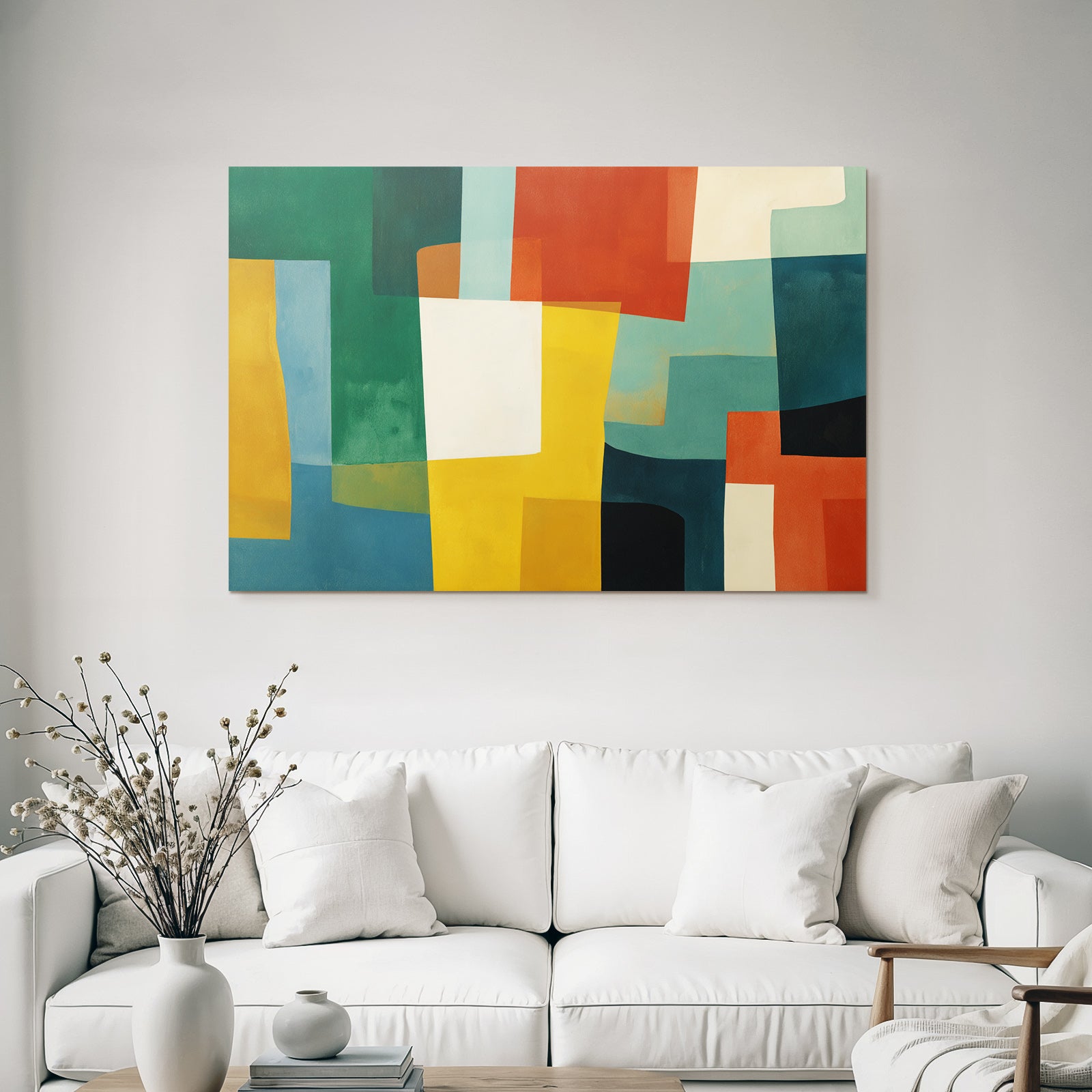 Abstraktes Kunstwerk Mit Geometrischen Formen Und Verschiedenen Farben
