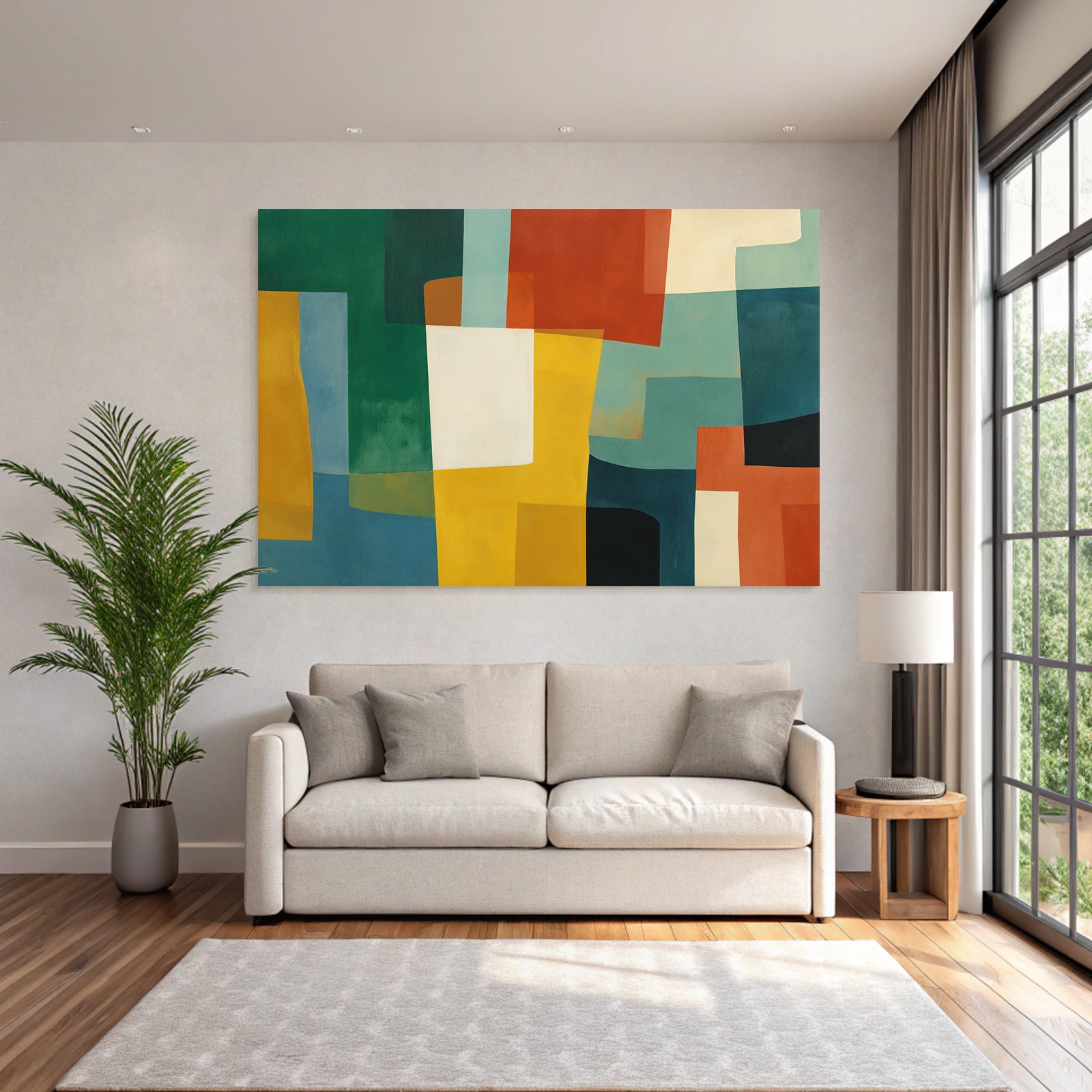 Abstraktes Kunstwerk Mit Geometrischen Formen Und Verschiedenen Farben