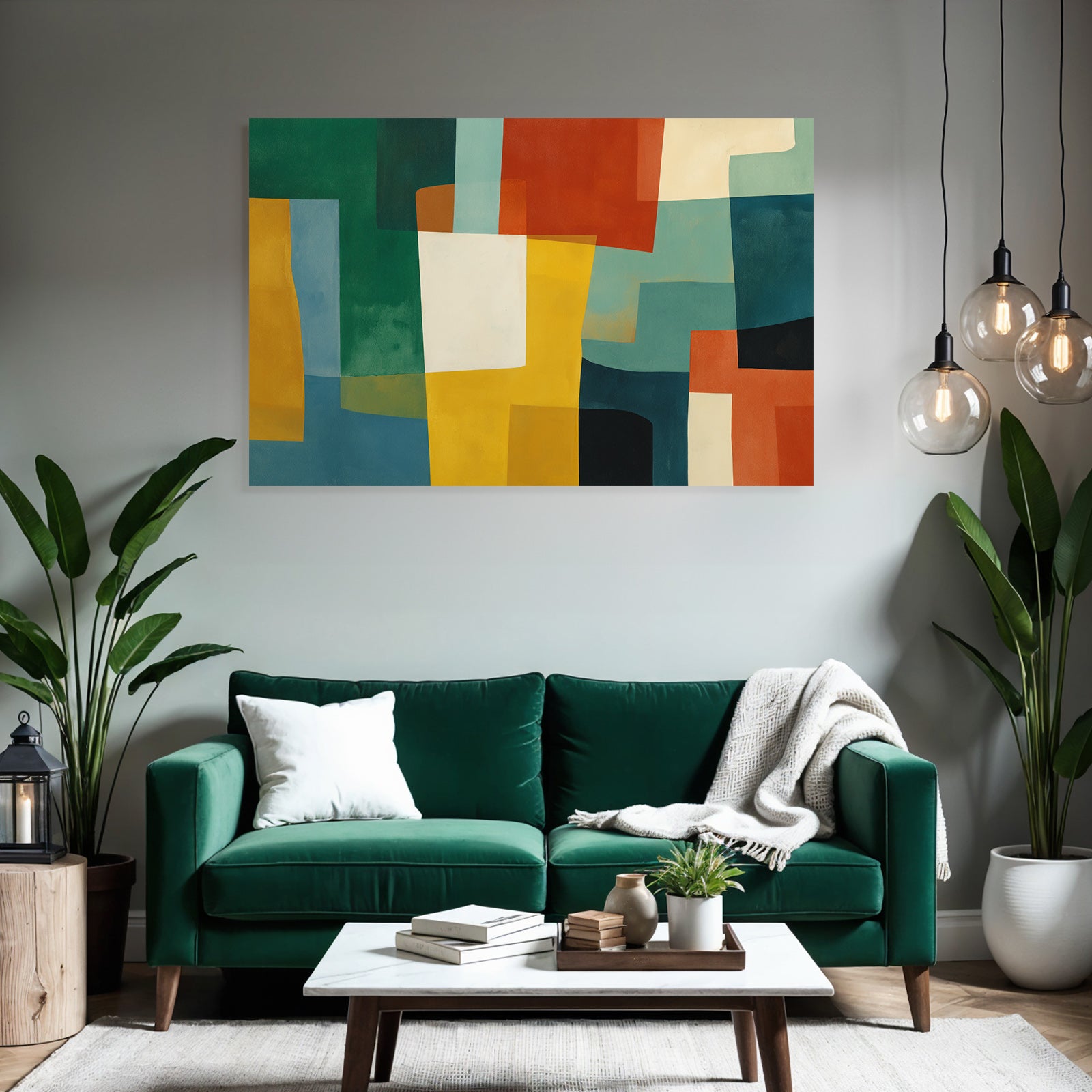 Abstraktes Kunstwerk Mit Geometrischen Formen Und Verschiedenen Farben