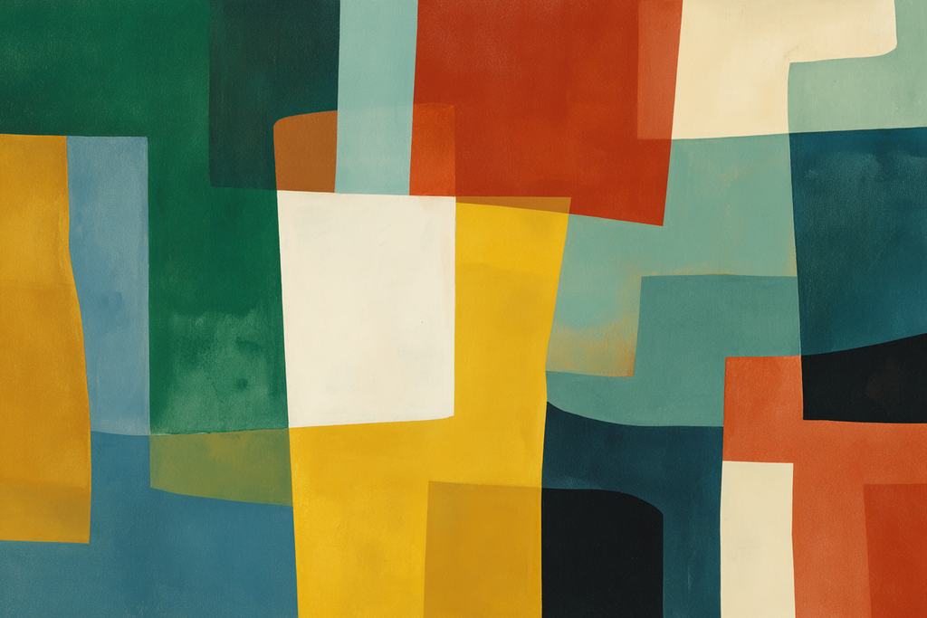 Abstraktes Kunstwerk Mit Geometrischen Formen Und Verschiedenen Farben | Mid Century Modern | Einrichtungsstile