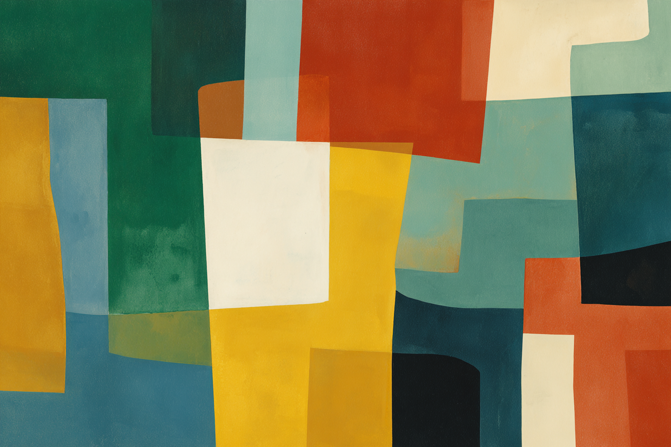 Abstraktes Kunstwerk Mit Geometrischen Formen Und Verschiedenen Farben | Mid Century Modern | Einrichtungsstile