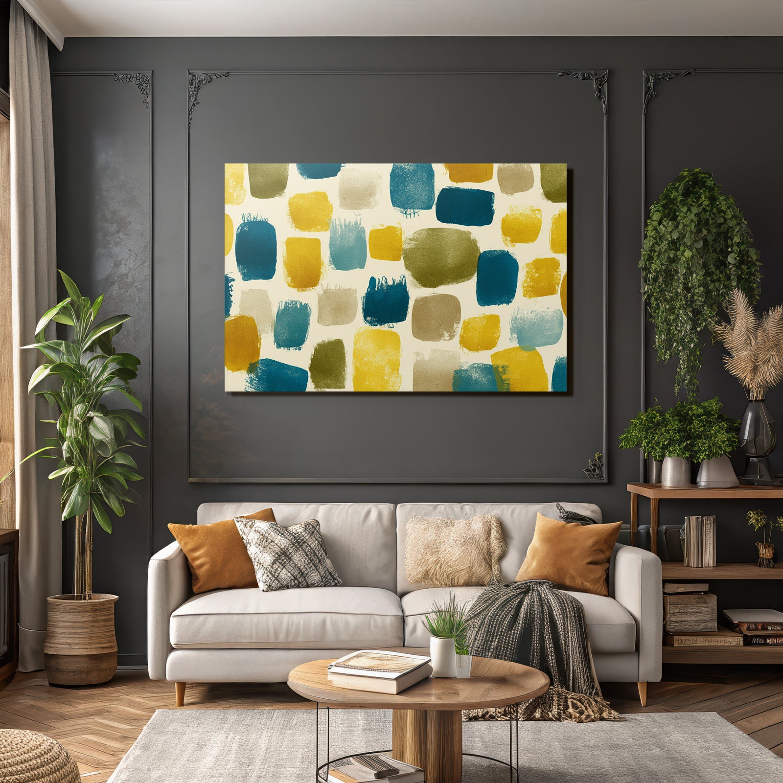 Bunte Pinselstriche Auf Beige Hintergrund