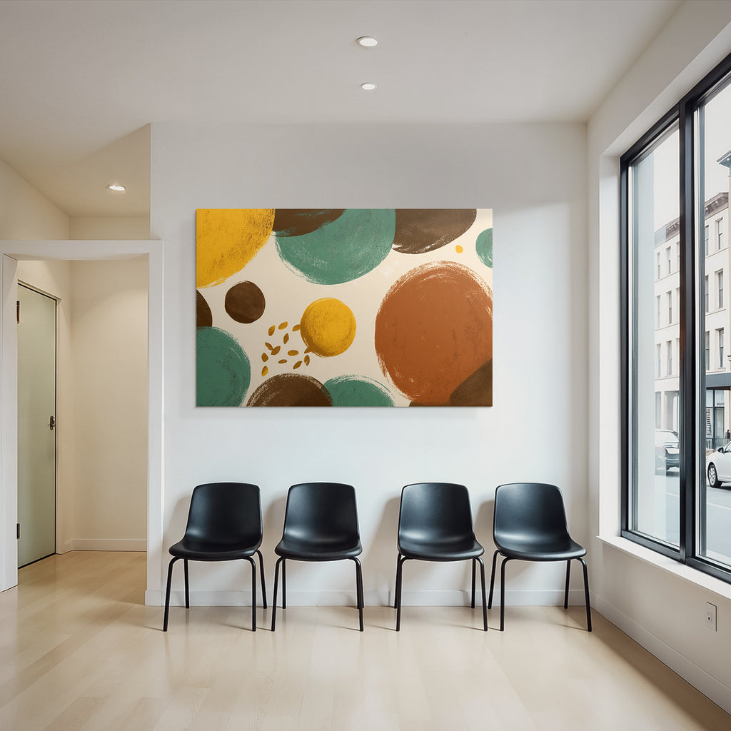 Buntes Abstrakte Design Mit Kreisen In Gelb Tuerkis Braun Gruen