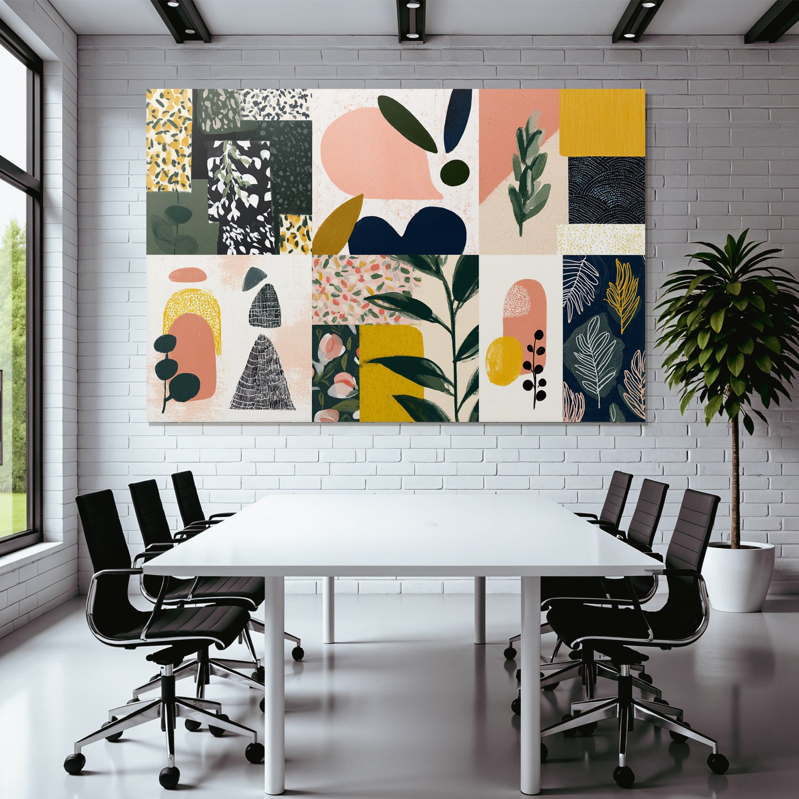Collage Aus Formen Pflanzen Muster Dekorativ