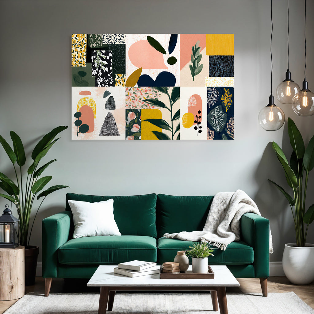 Collage Aus Formen Pflanzen Muster Dekorativ