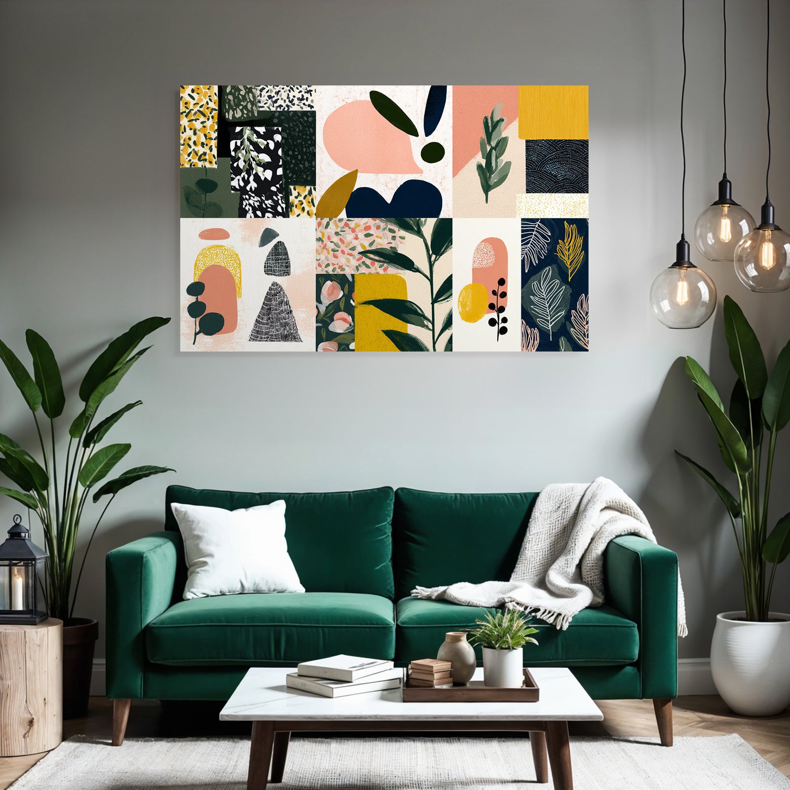 Collage Aus Formen Pflanzen Muster Dekorativ