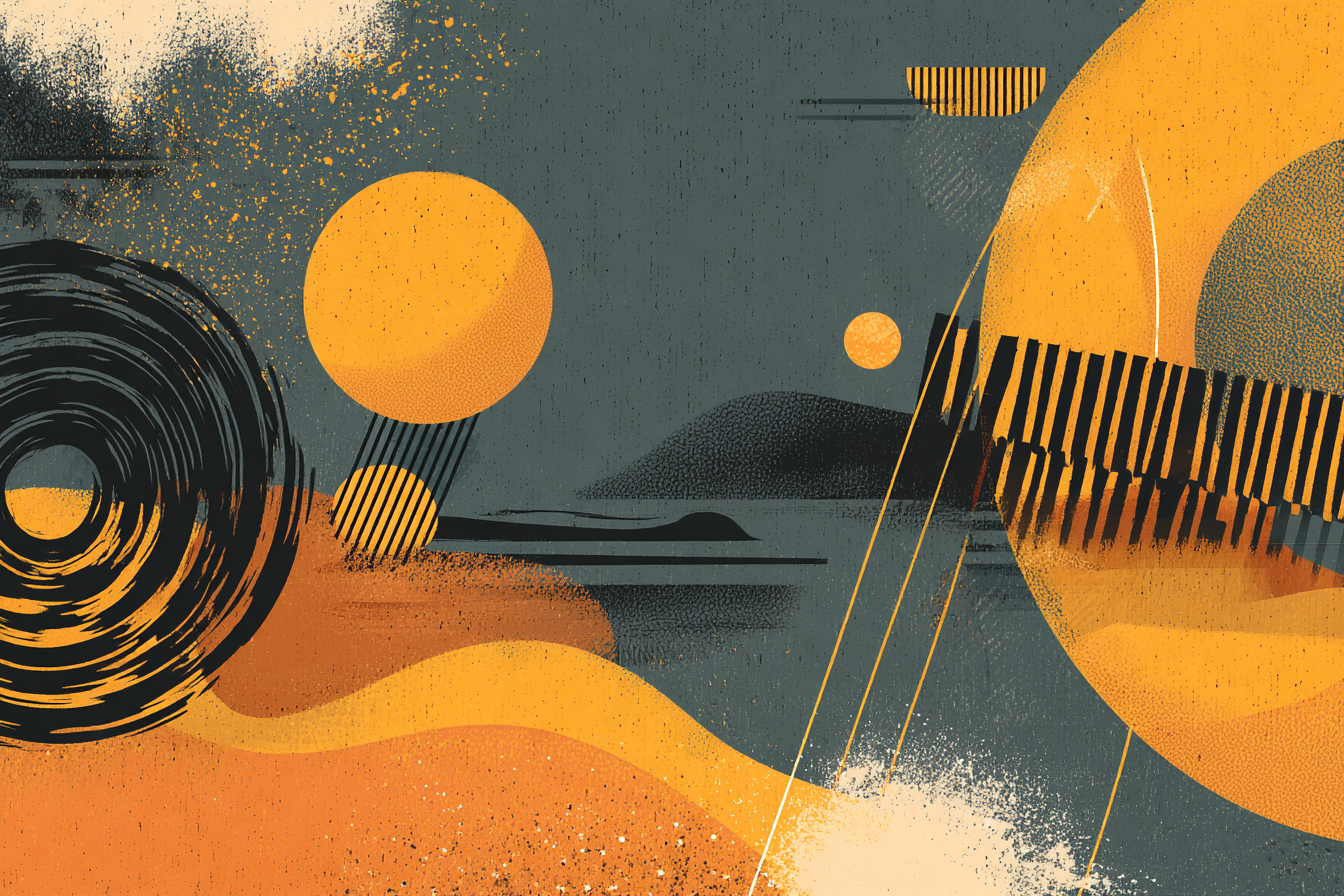 Warm Geometrische Illustration Kreise Striche Textur | Mid Century Modern | Einrichtungsstile