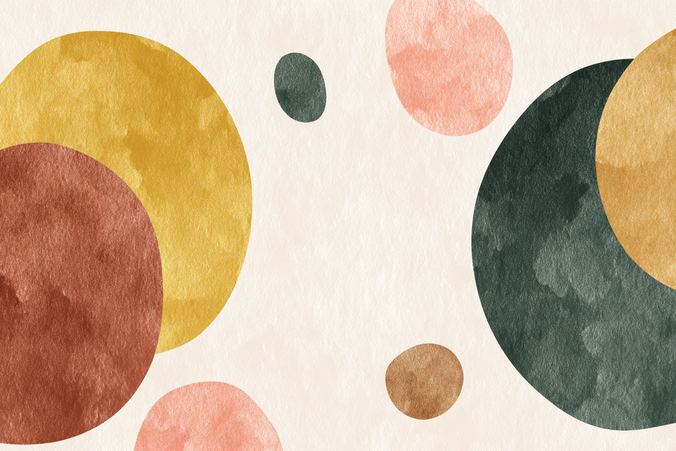 Watercolor Abstrakt Design Kreisformen In Verschiedenen Farben Licht Hintergrund | Mid Century Modern | Einrichtungsstile