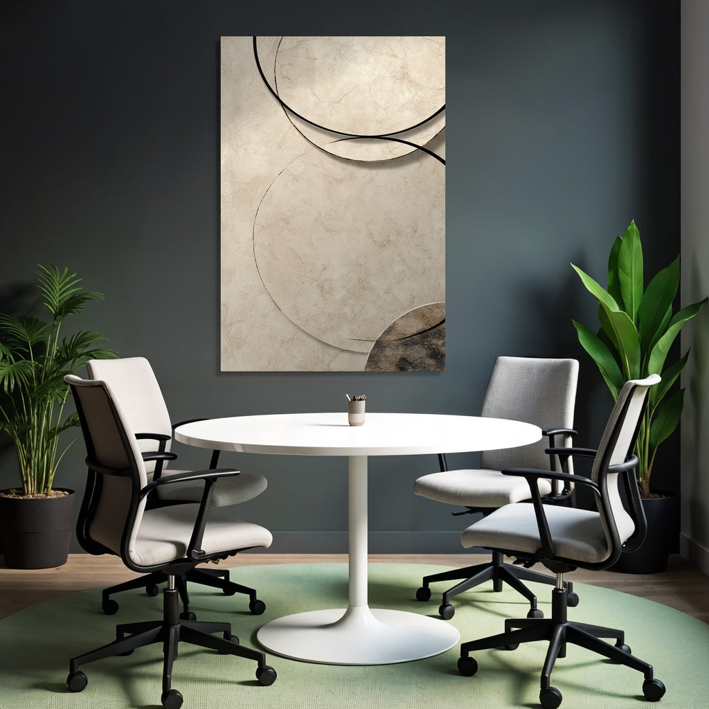 Abstract Design Beige Background Circles And Lines