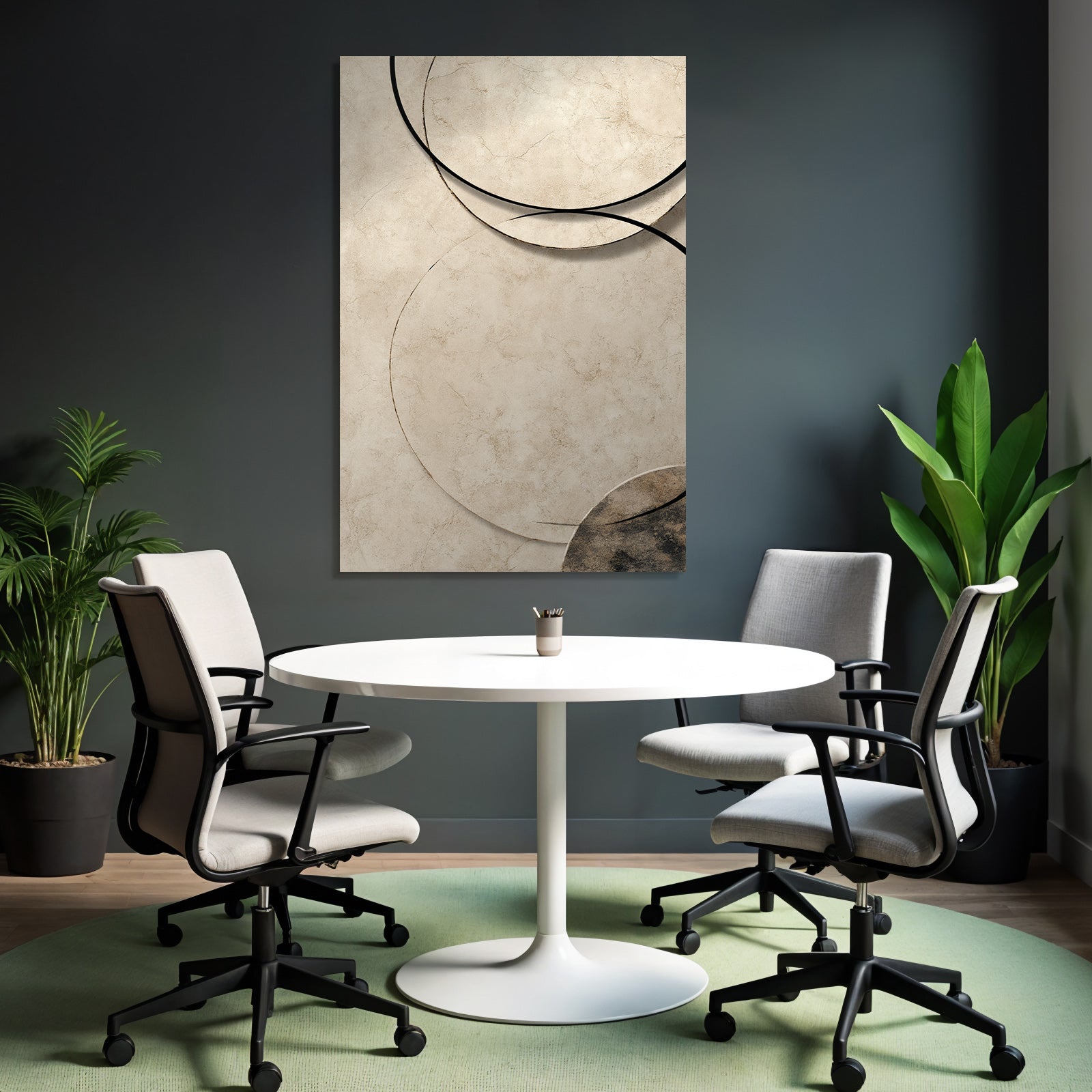 Abstract Design Beige Background Circles And Lines