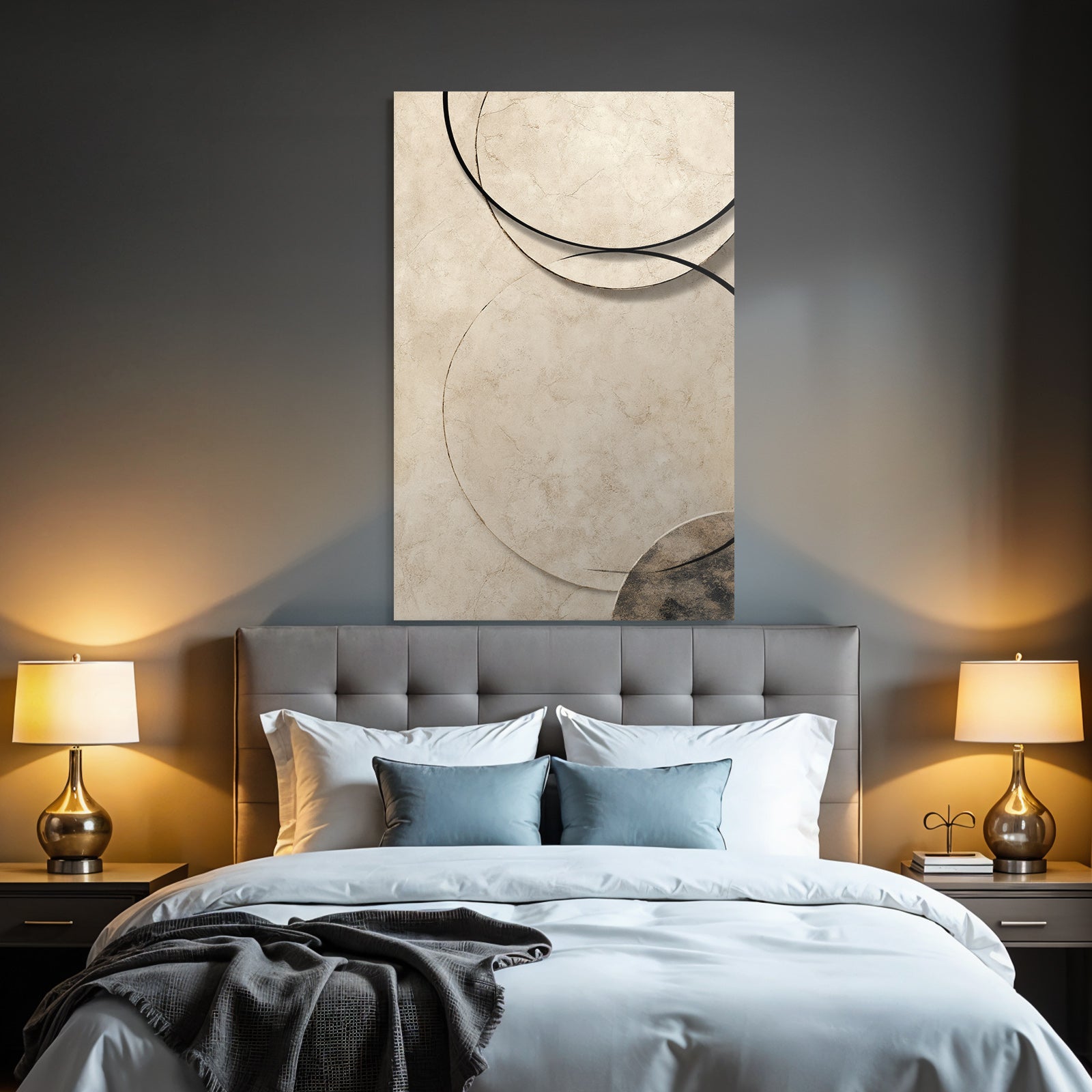 Abstract Design Beige Background Circles And Lines