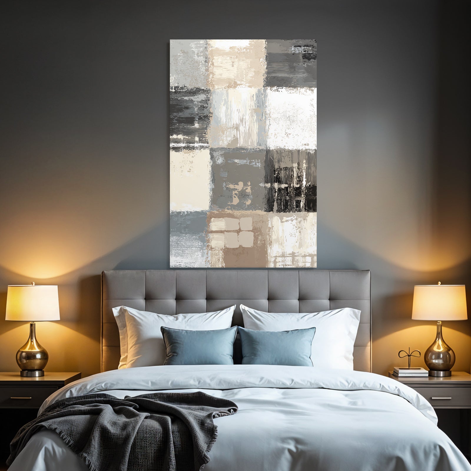 Abstract Design Graustufen Patchwork Texturen