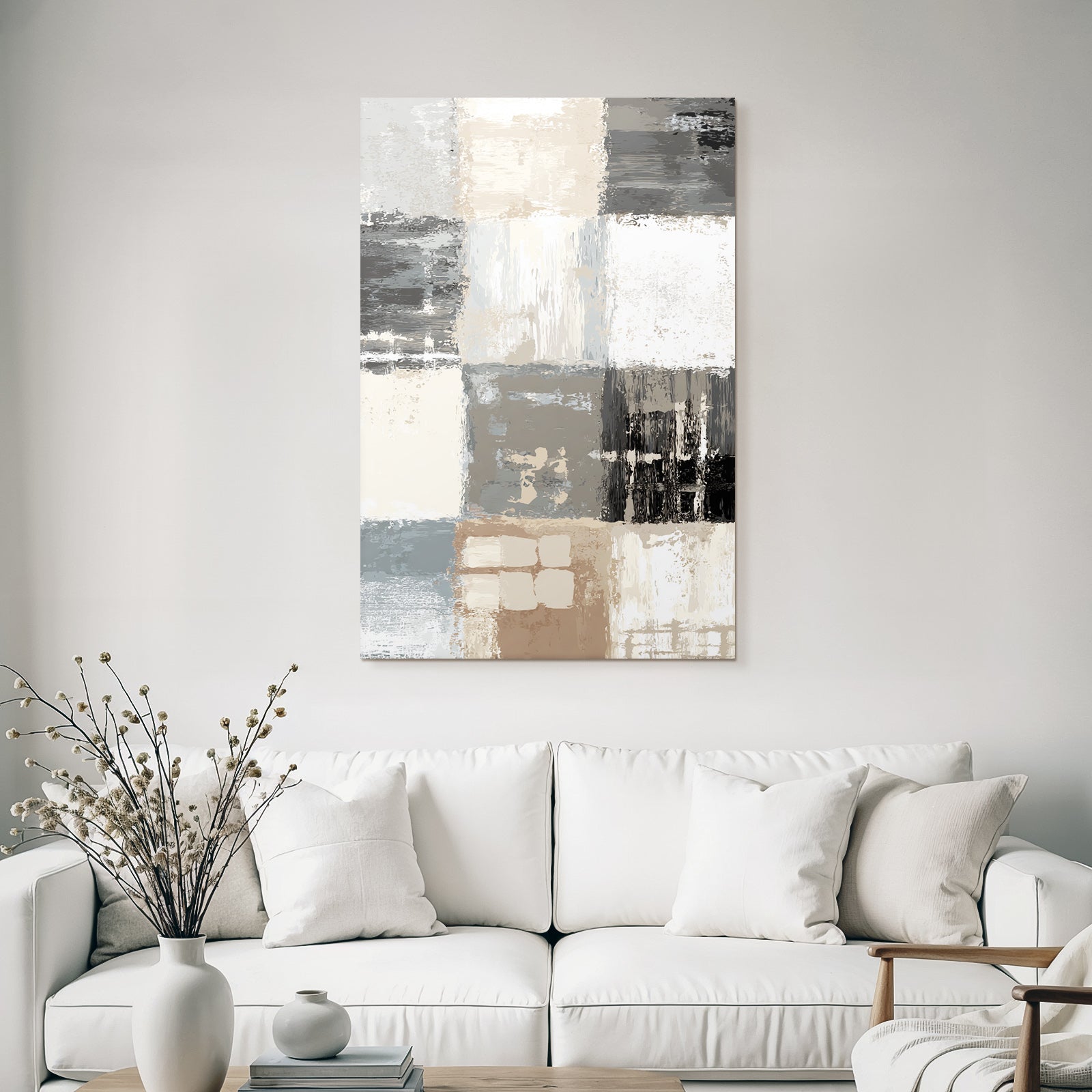 Abstract Design Graustufen Patchwork Texturen