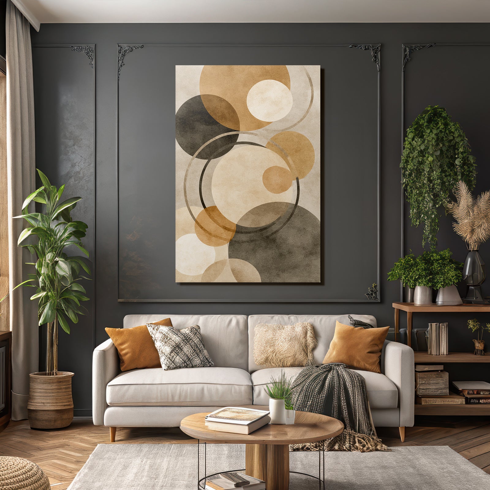 Abstract Design Kreise Braun Schwarz Creme