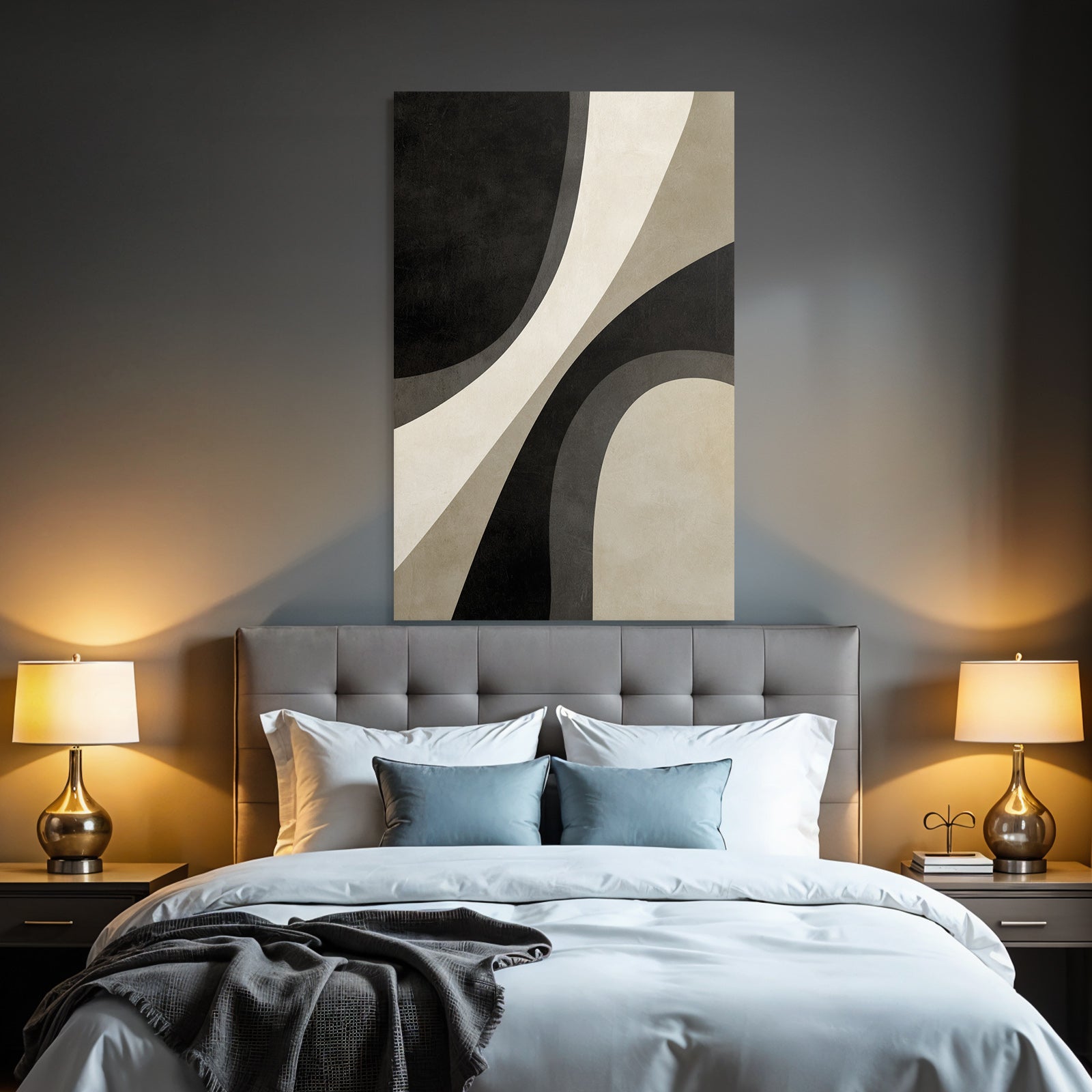 Abstract Design Monochrome Curves Shapes