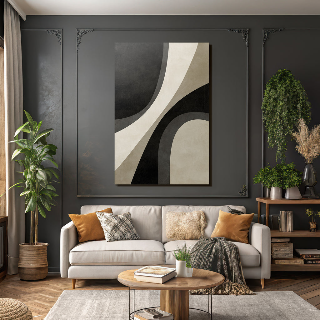 Abstract Design Monochrome Curves Shapes