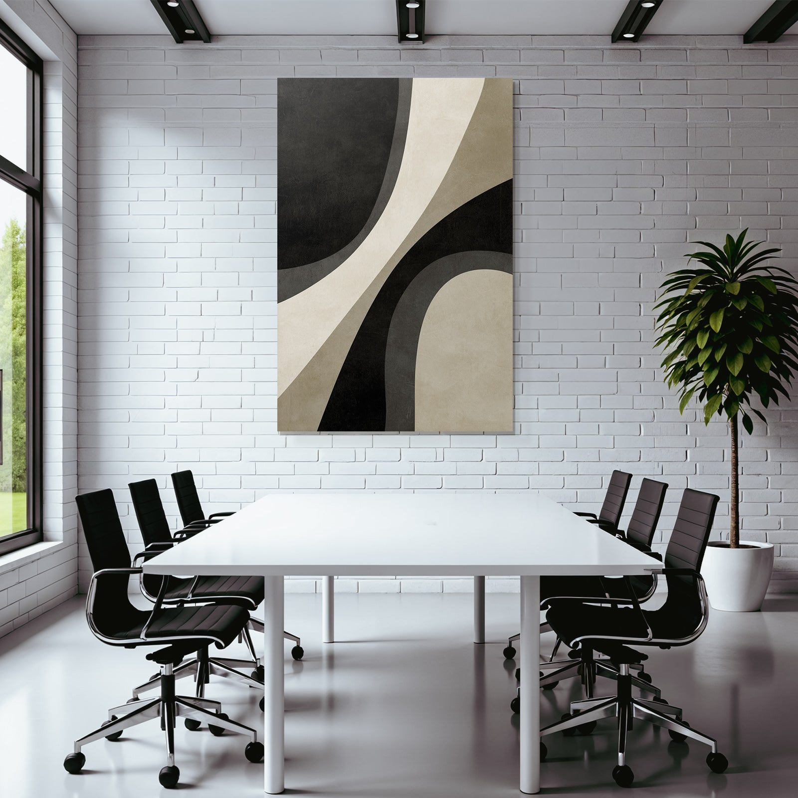 Abstract Design Monochrome Curves Shapes
