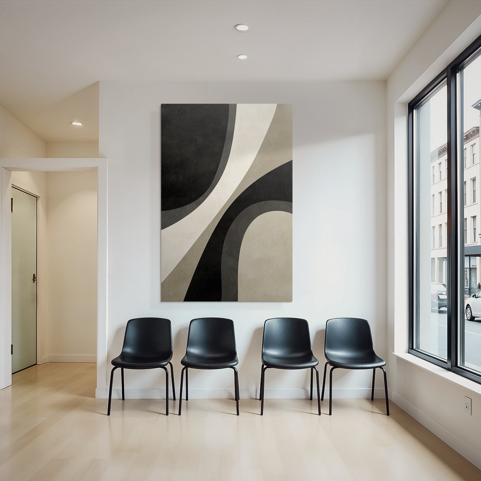 Abstract Design Monochrome Curves Shapes