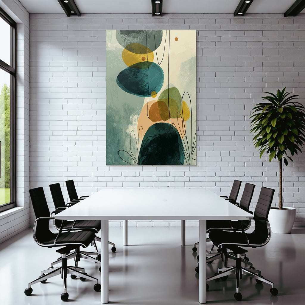 Abstracte Digitale Kunst Formen In Farbe Gelb Grun Erde Ton