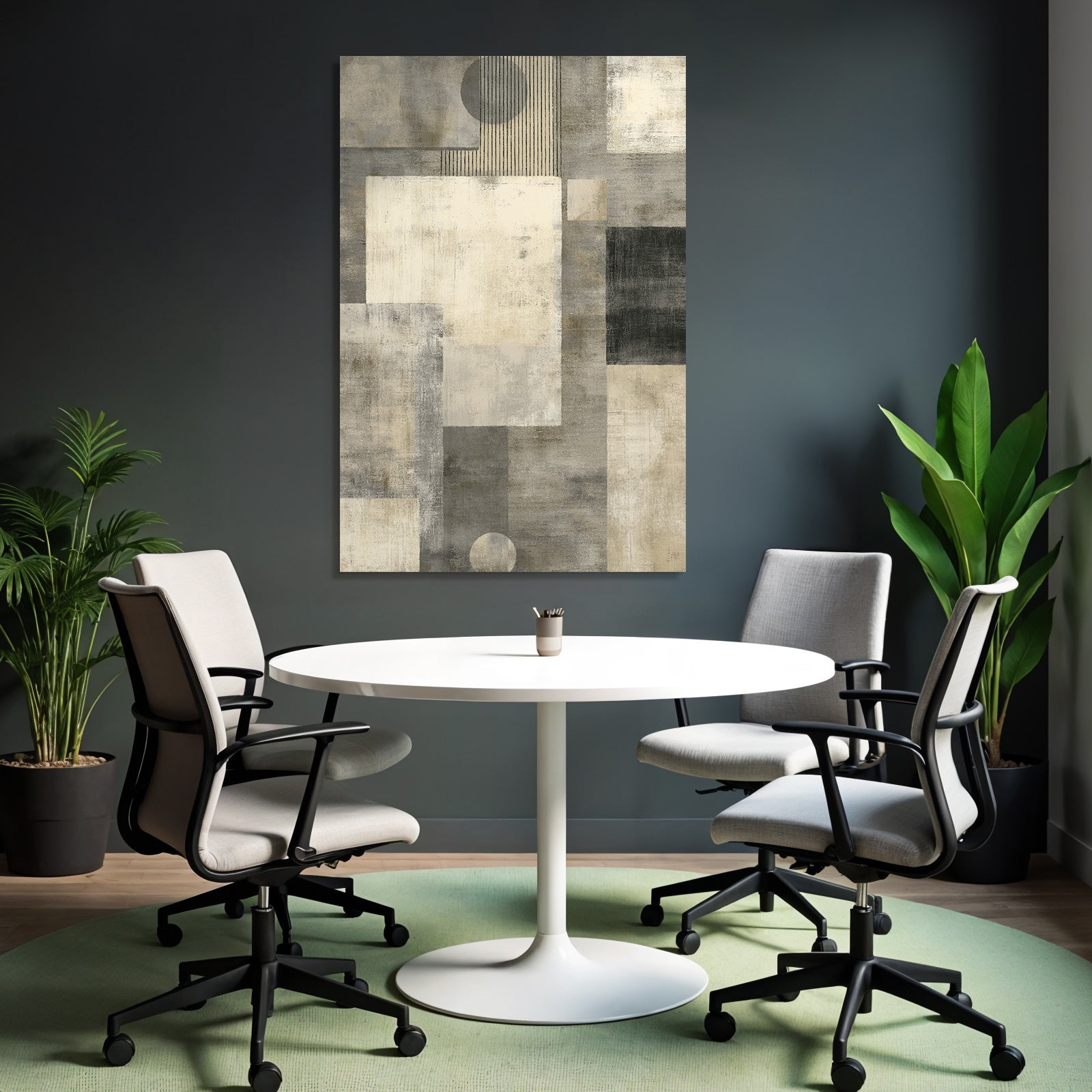 Abstract Geometric Shapes in Gray and Cream
