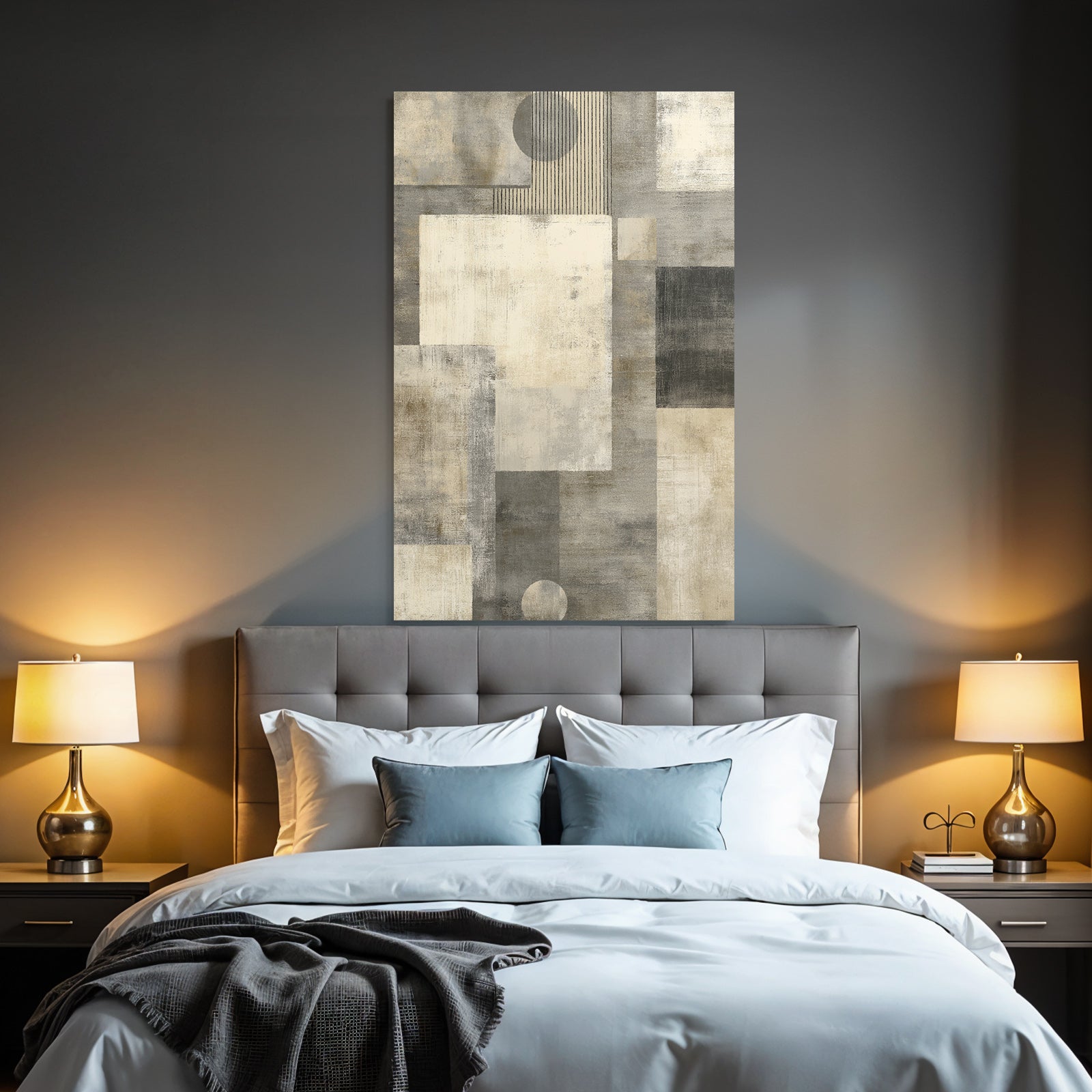Abstract Geometric Shapes in Gray and Cream