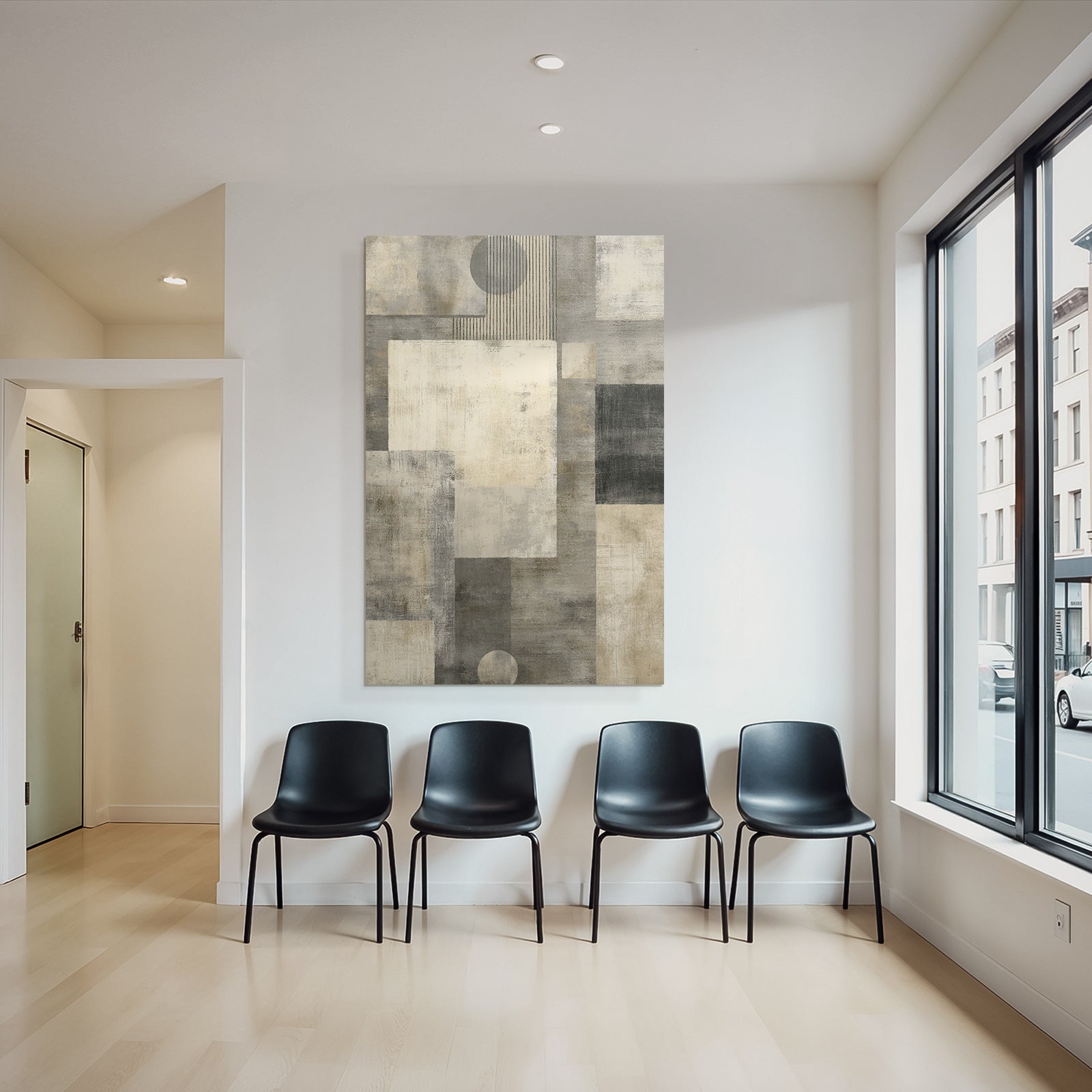 Abstract Geometric Shapes in Gray and Cream